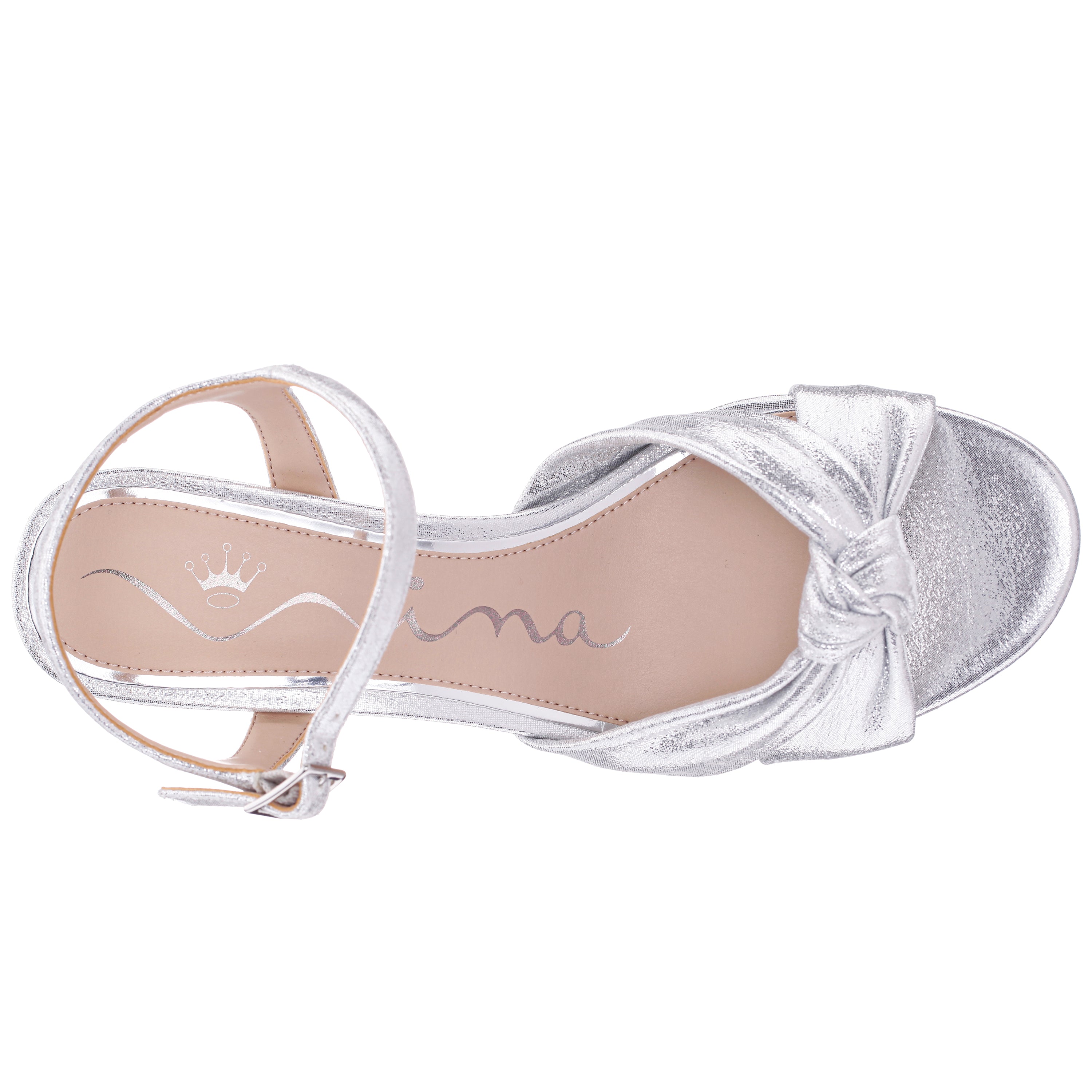 Womens Floren Silver Sandal Mid-Heel Platform | Nina Shoes