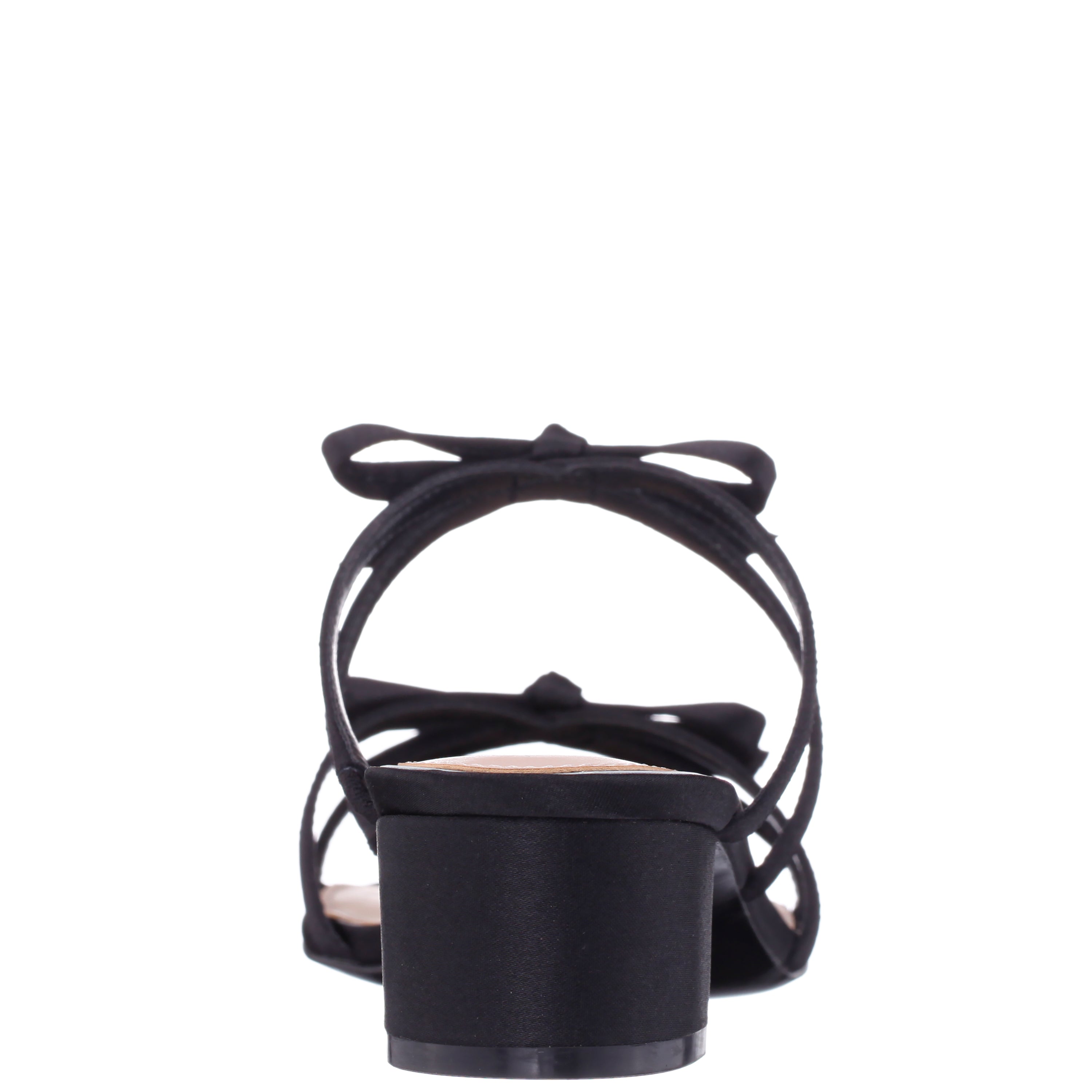 Womens Gaby Black Satin with Bows on a Block-Heel Slide | Nina Shoes