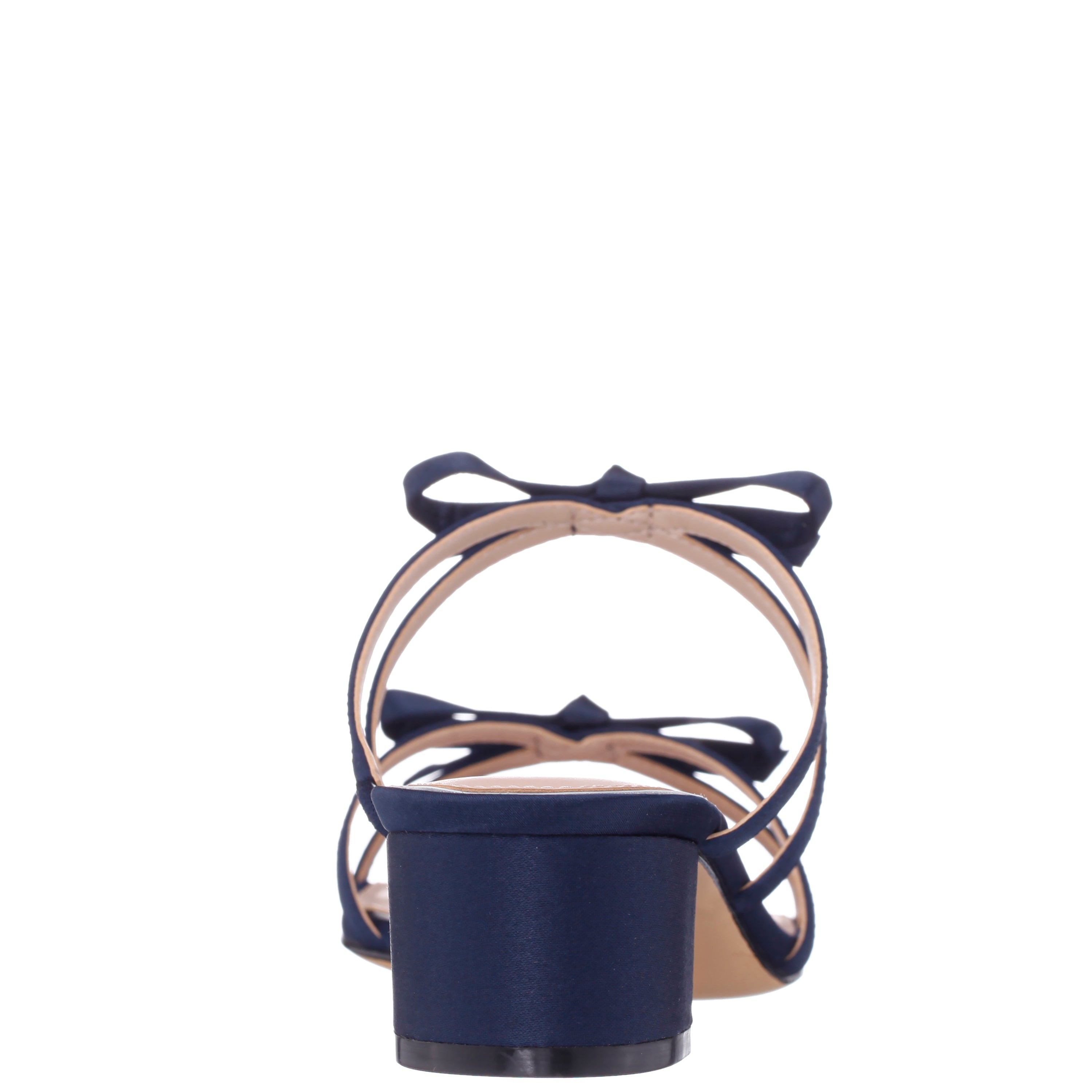 Womens Gaby Blue Satin with Bows on a Block-Heel Slide | Nina Shoes