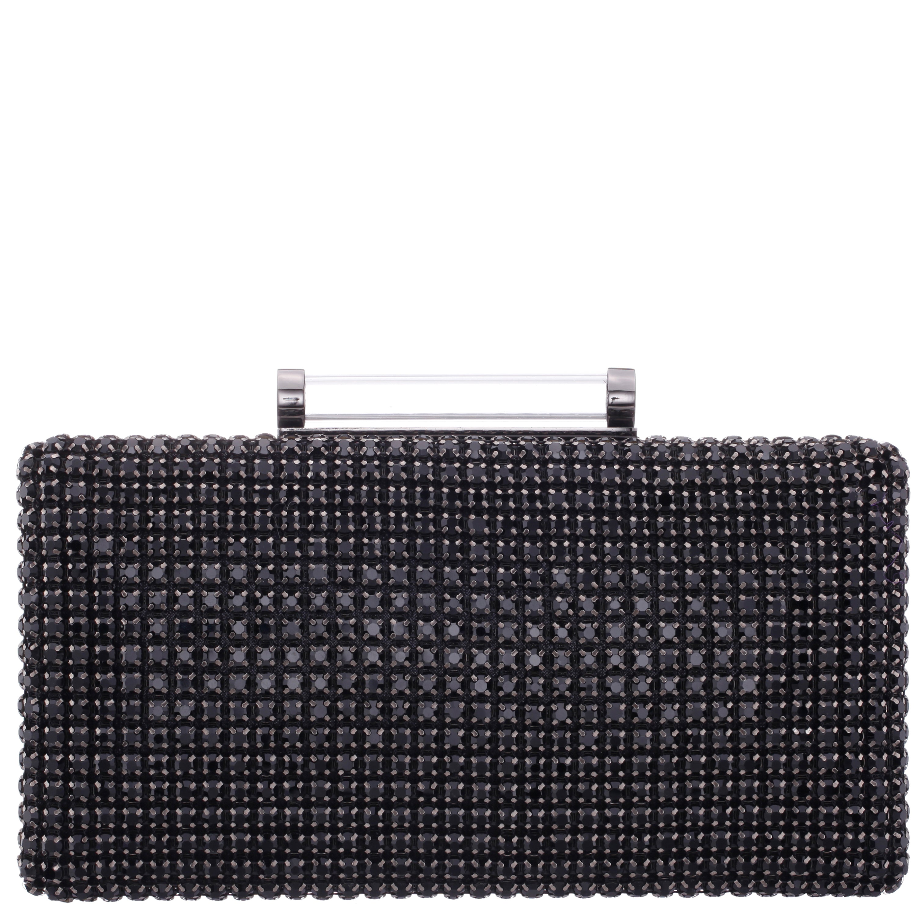 Womens Gracious Black Crystal Mesh Minaudiere | Nina Shoes