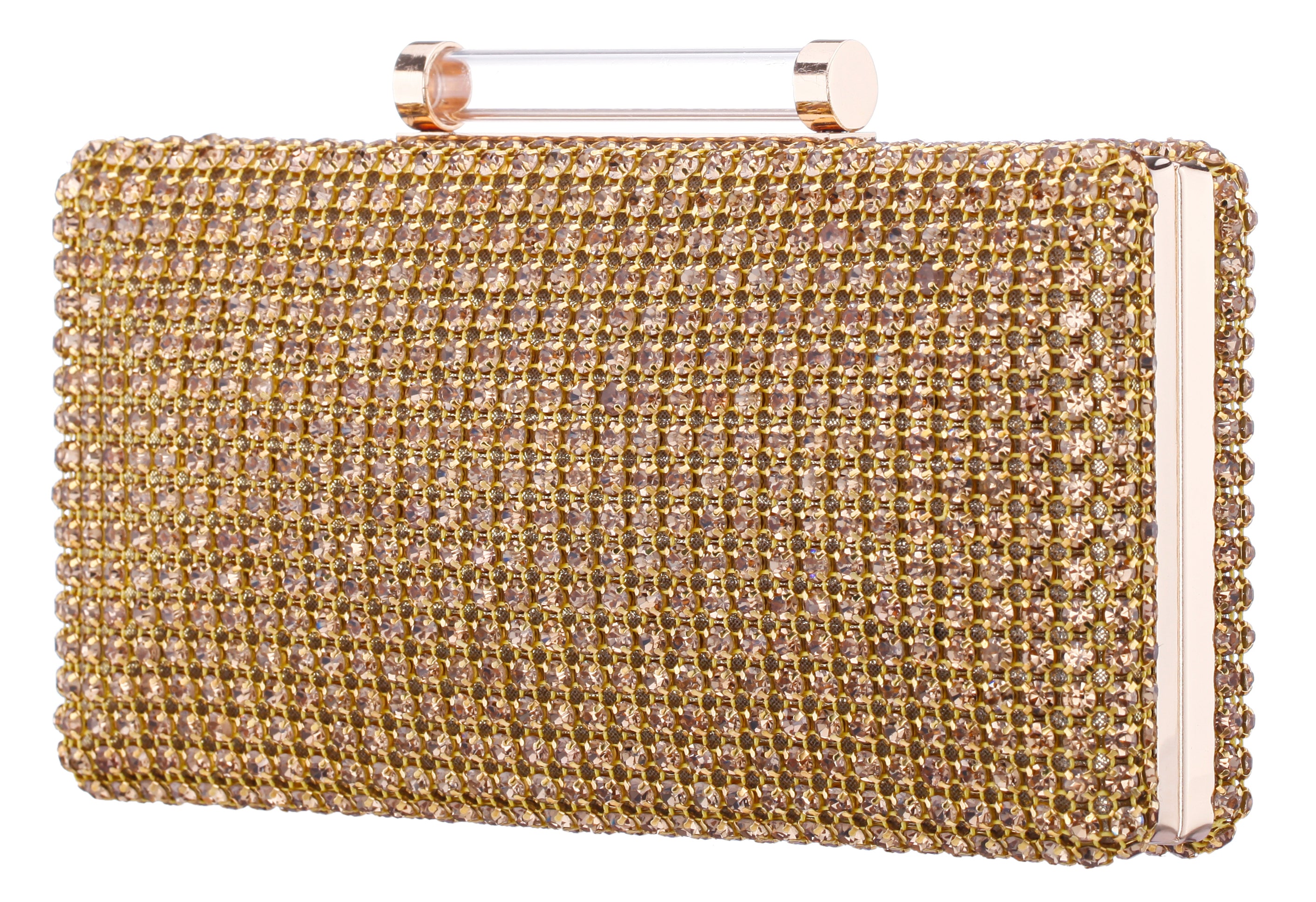 Womens Gracious Gold Crystal Mesh Minaudiere | Nina Shoes