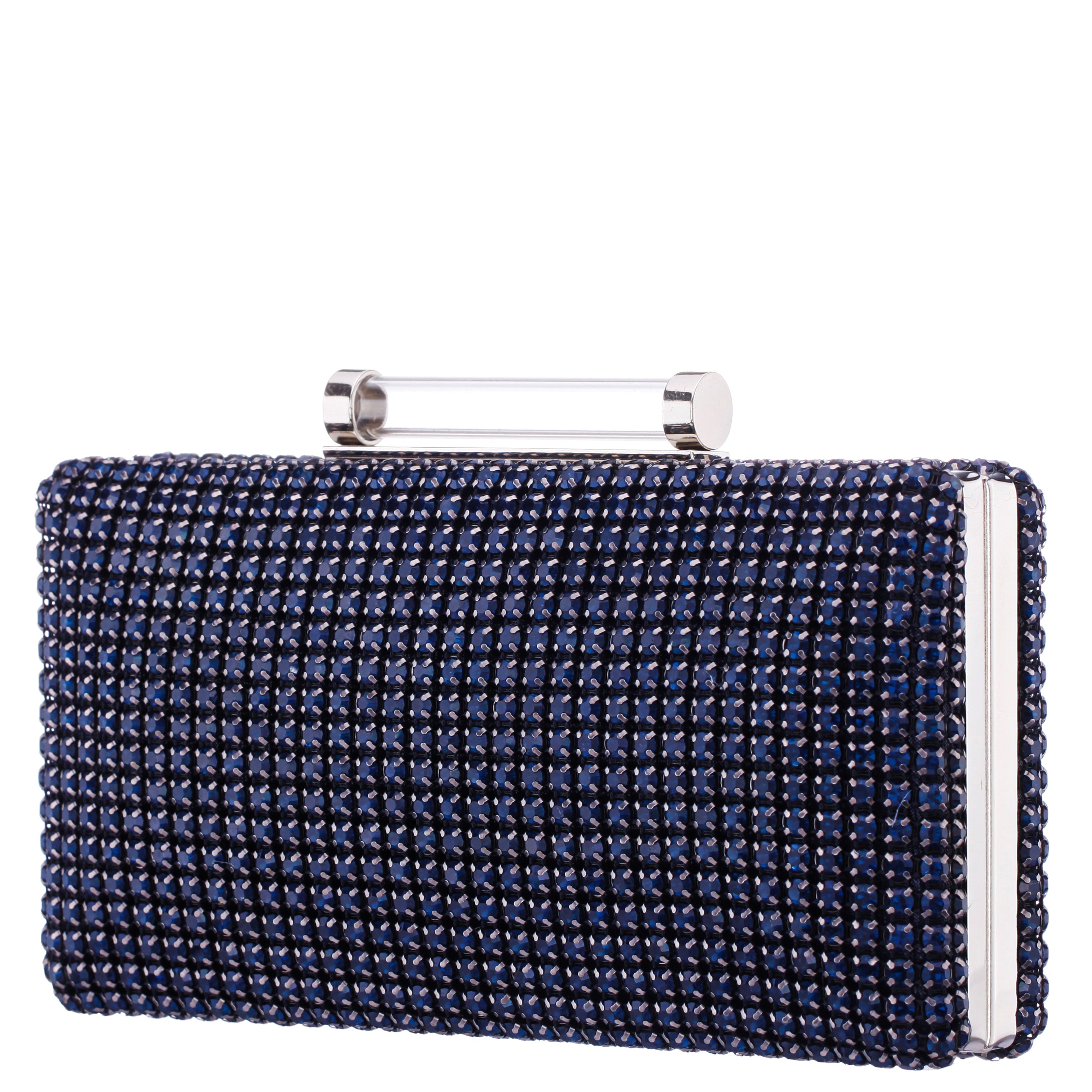 Womens Gracious Blue Crystal Mesh Minaudiere | Nina Shoes