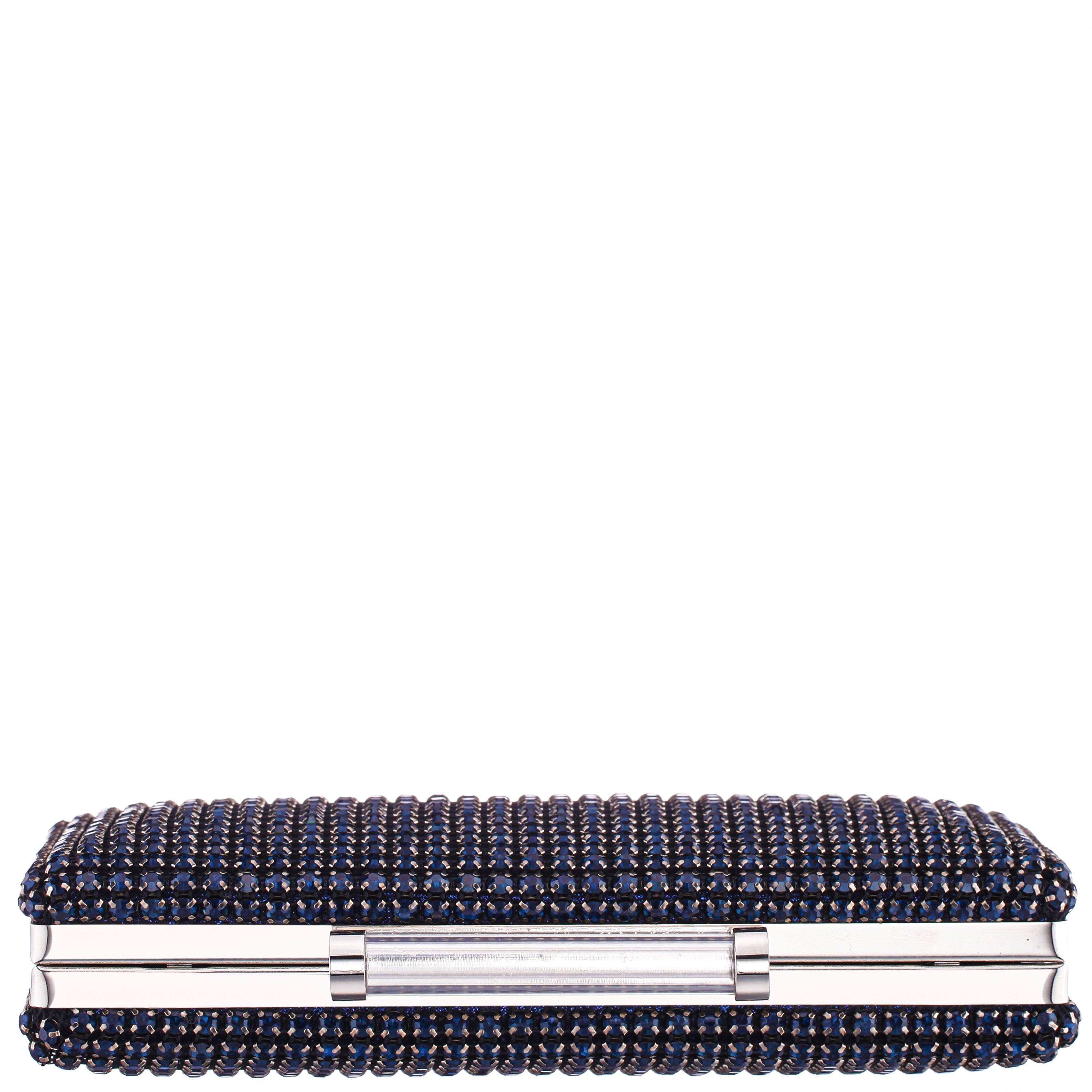 Womens Gracious Blue Crystal Mesh Minaudiere | Nina Shoes