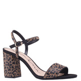 HAILEY- WOMENS SATIN TRIMMED LEOPARD STONES MID-BLOCK HEEL SANDAL