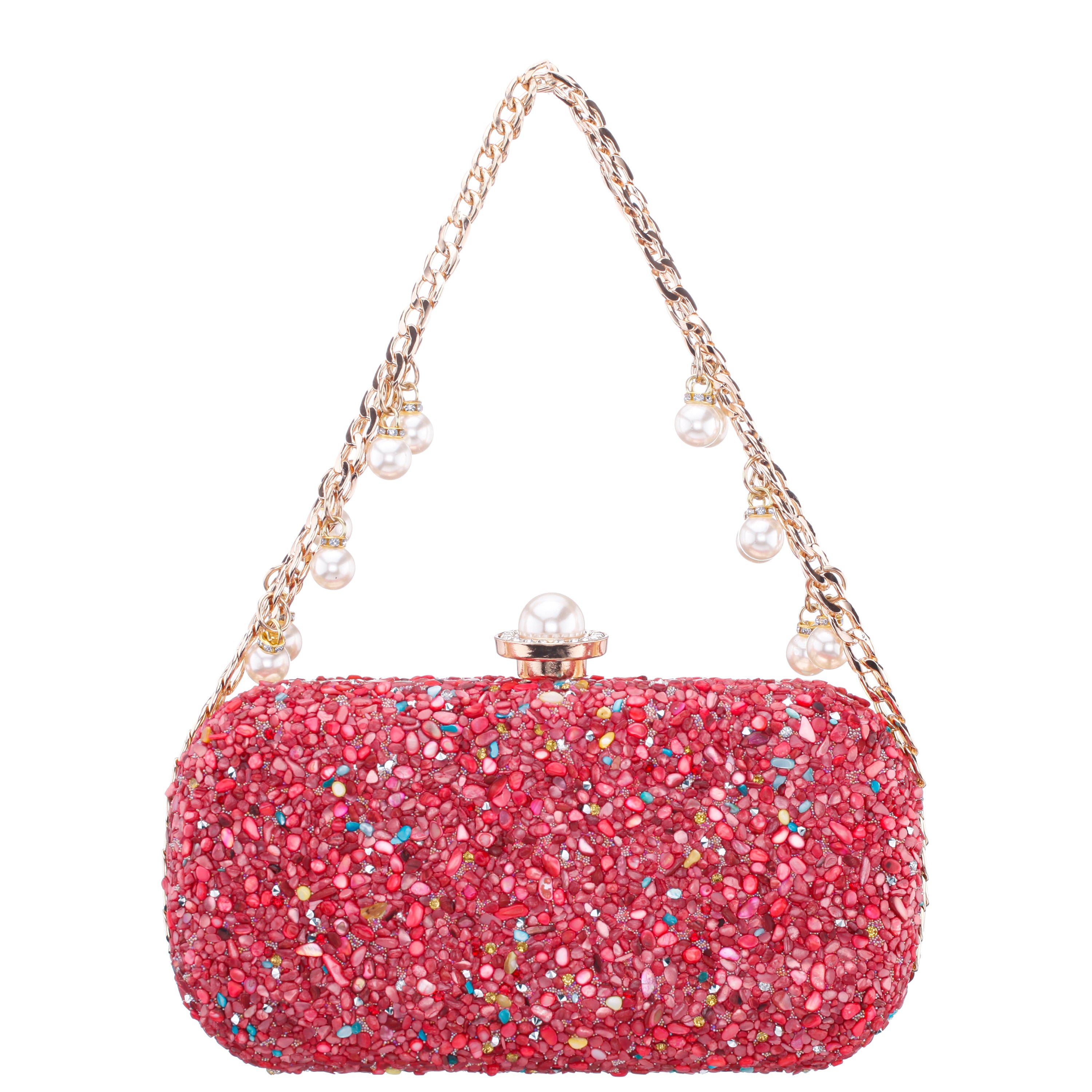Womens Harmony Coral Multi Rock Candy Hotfix Minaudiere | Nina Shoes