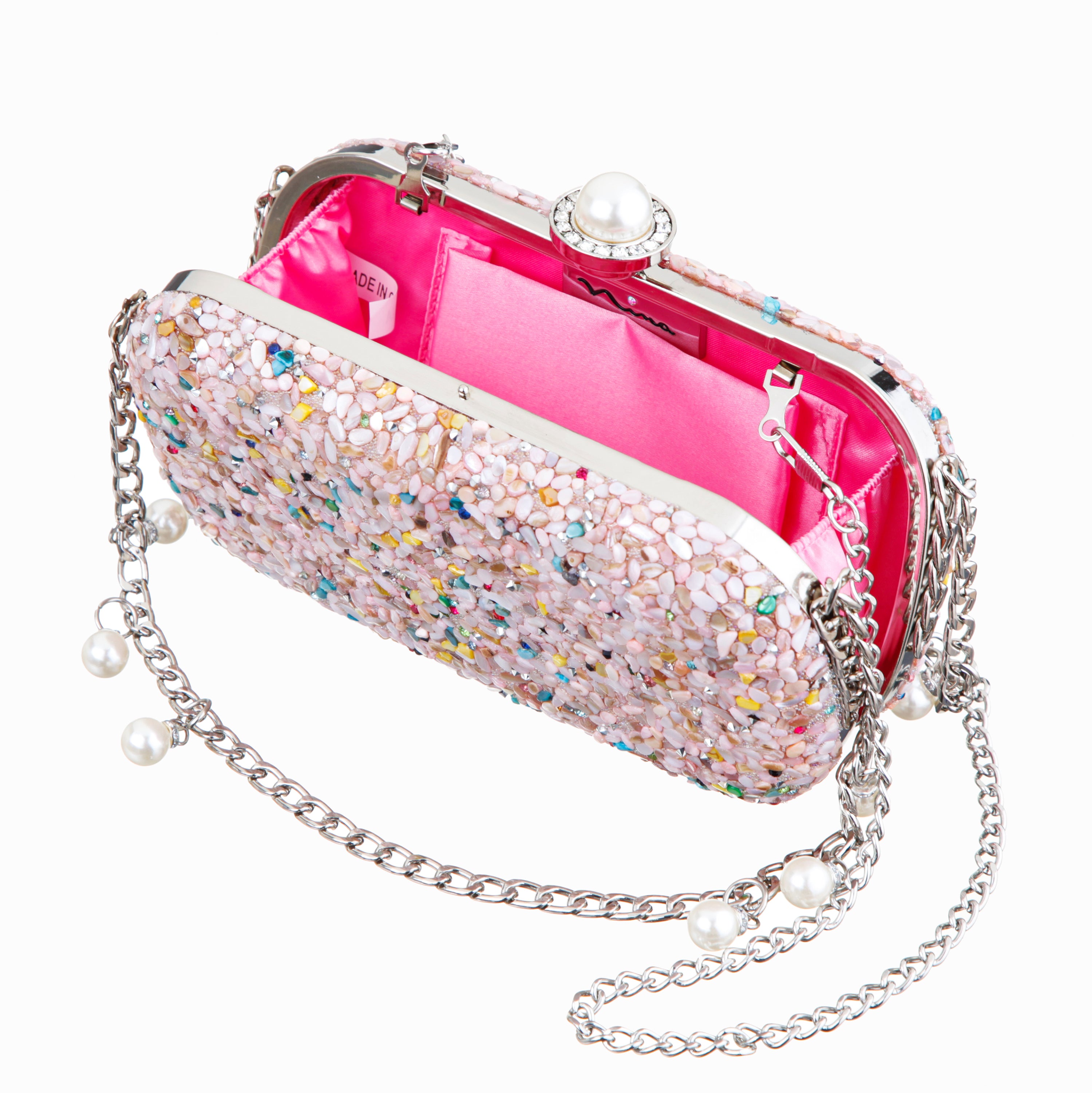 Womens Harmony Pink Rock Candy Hotfix Minaudiere | Nina Shoes