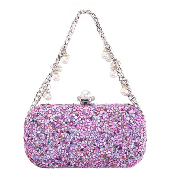 Womens Harmony Purple Rock Candy Hotfix Minaudiere | Nina Shoes