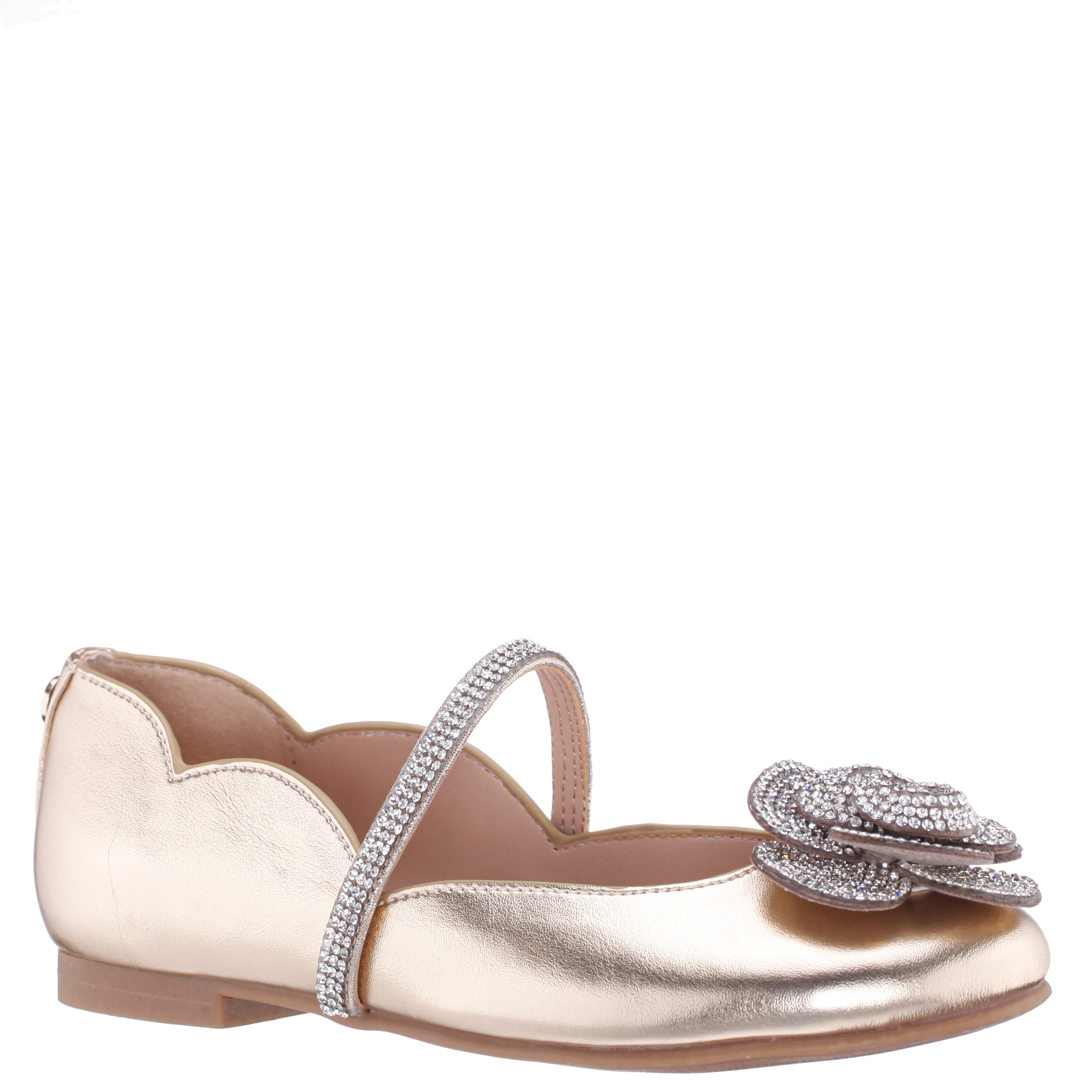 Girls Izzy Gold Metallic Ballet Dress Shoes | Nina Shoes