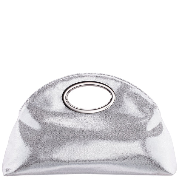 Womens Jael Silver Metallic Geo Swirl Fabric Handle Bag | Nina Shoes