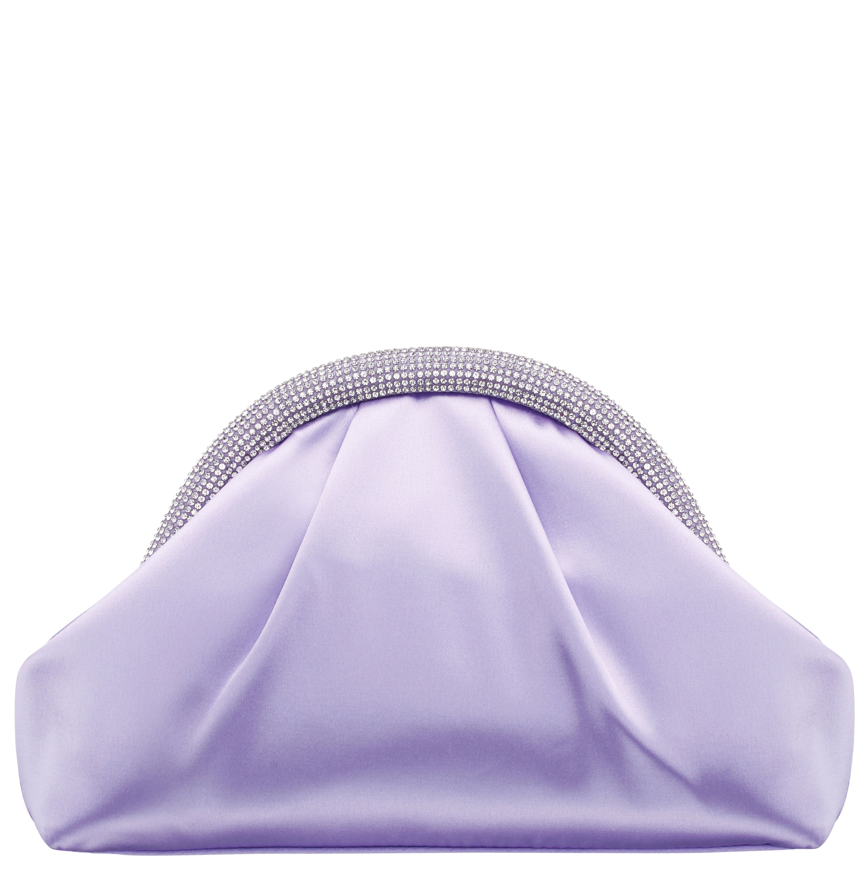 Womens Jane Purple Satin/Glass Crystal Frame Clutch | Nina Shoes
