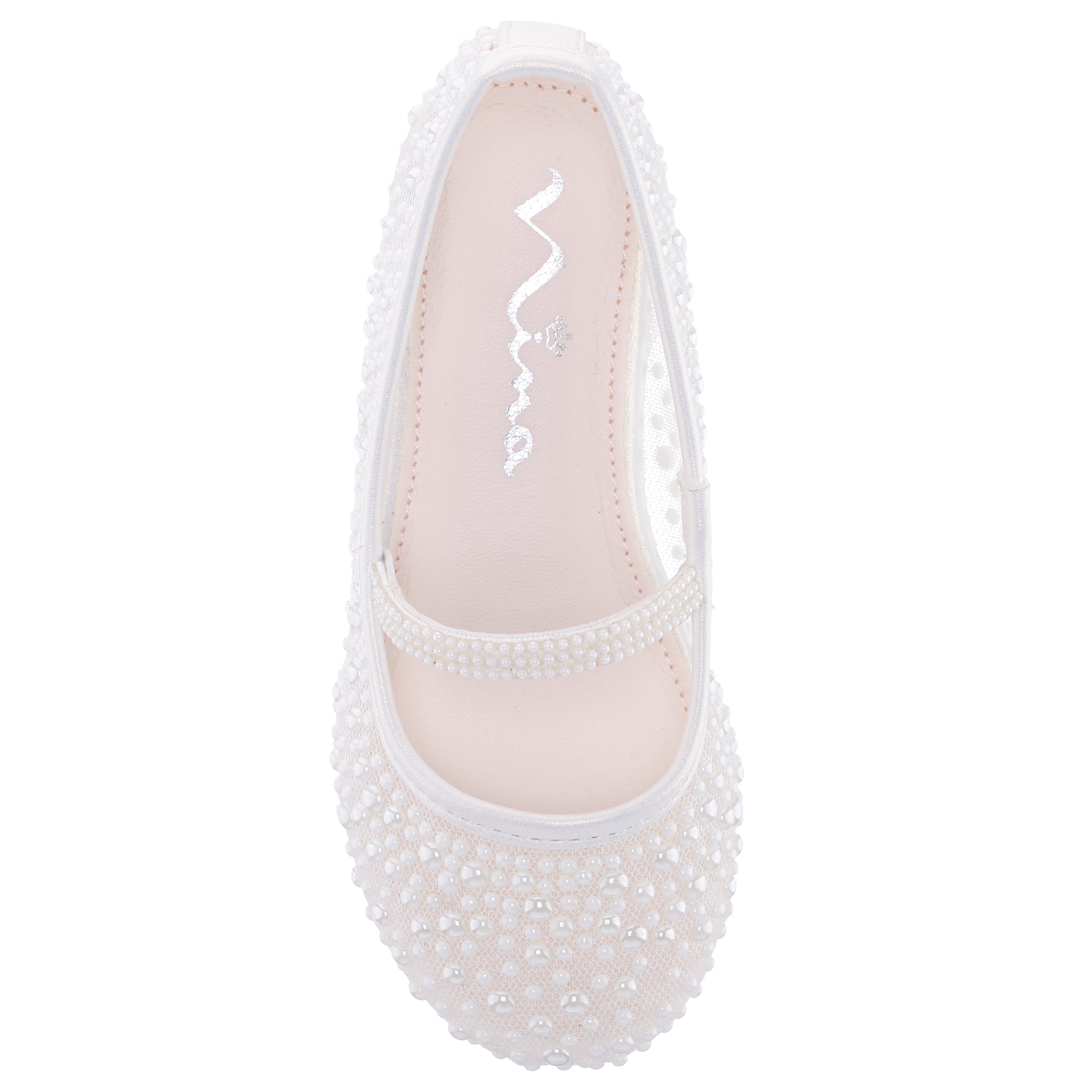 Girls Jax White Pearl Ballet Flats | Nina Shoes
