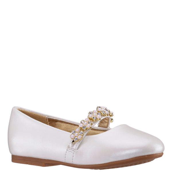 Nina Girls Joansie Patent Ballet Dress Shoe - Ivory