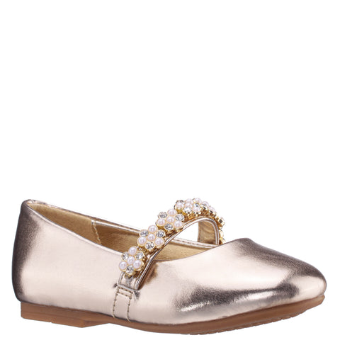 Girls Joansie Light Gold Metallic Ballet Dress Shoe