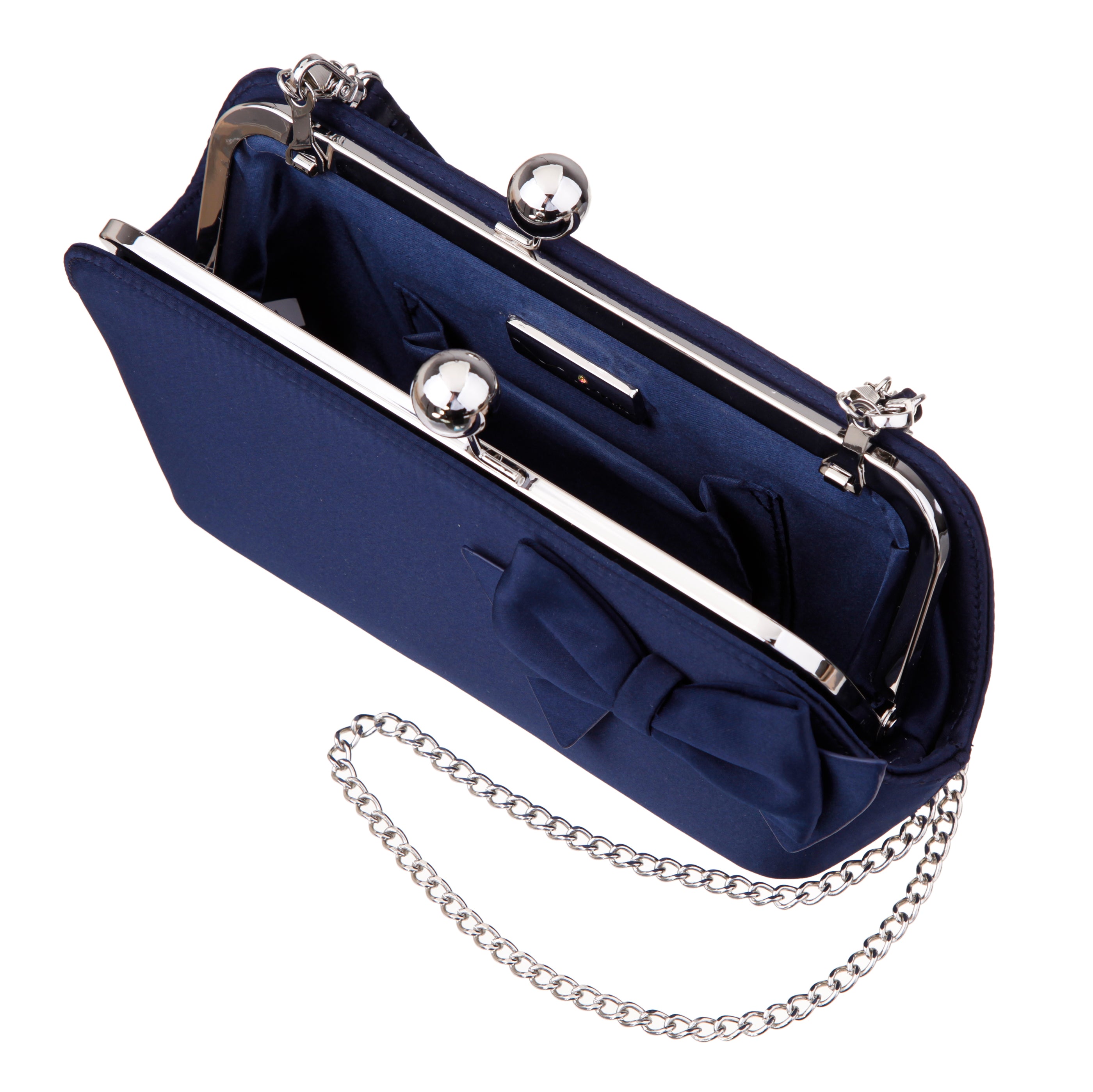 Womens Kenji-K Blue Satin Frame Clutch | Nina Shoes
