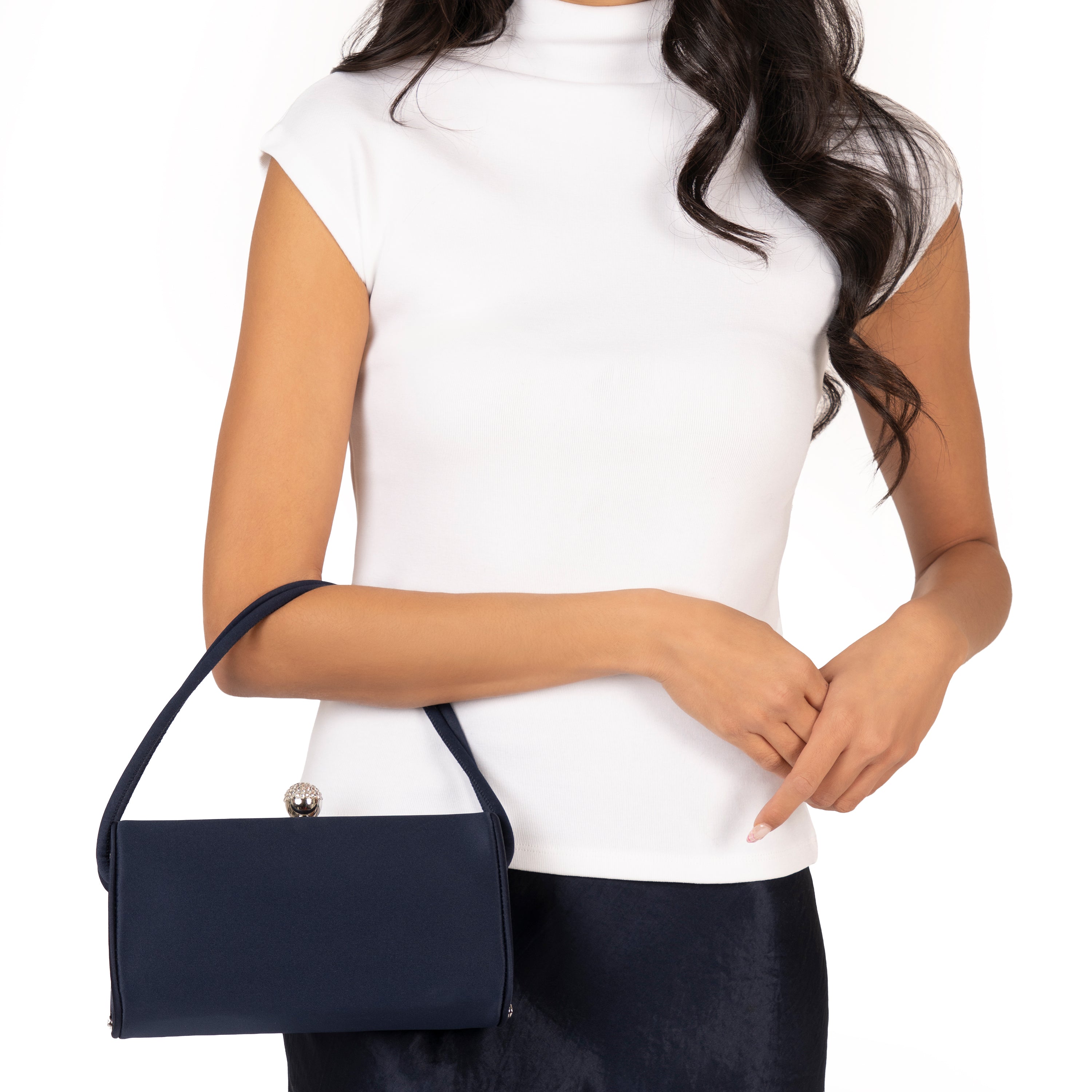 Womens Khalani Blue Satin Handle Bag | Nina Shoes