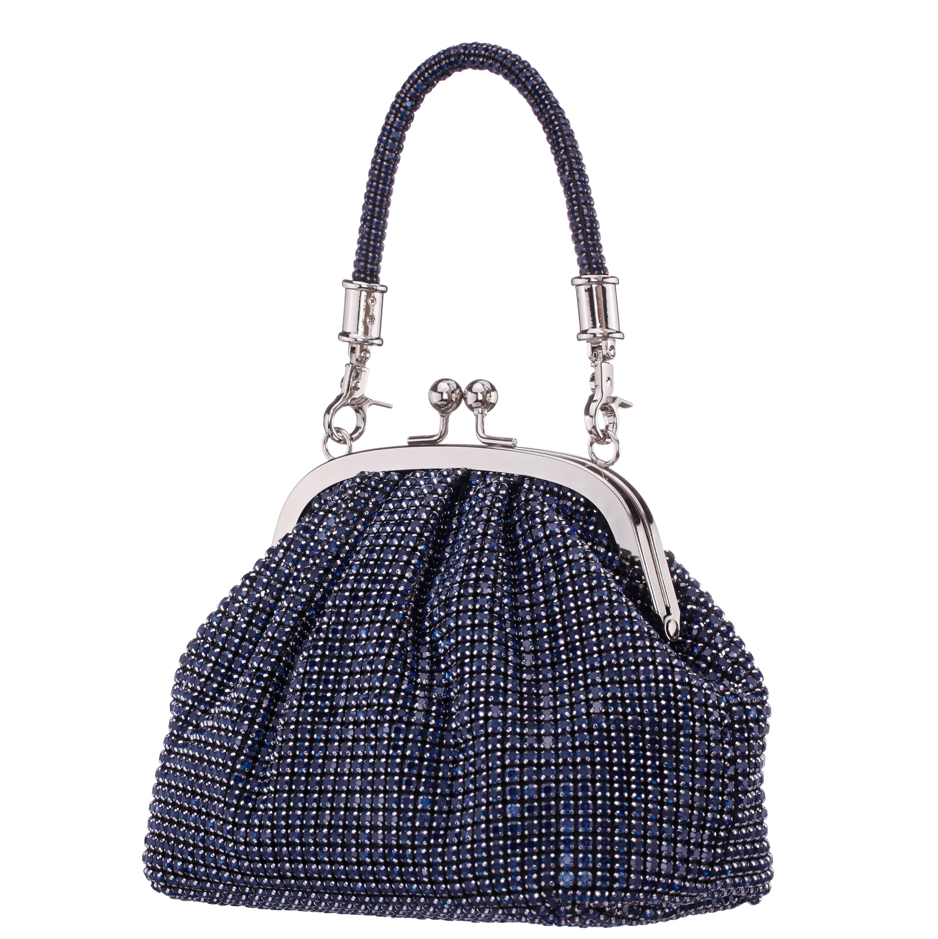 Womens Kiara Blue Large Crystal Handle Bag | Nina Shoes