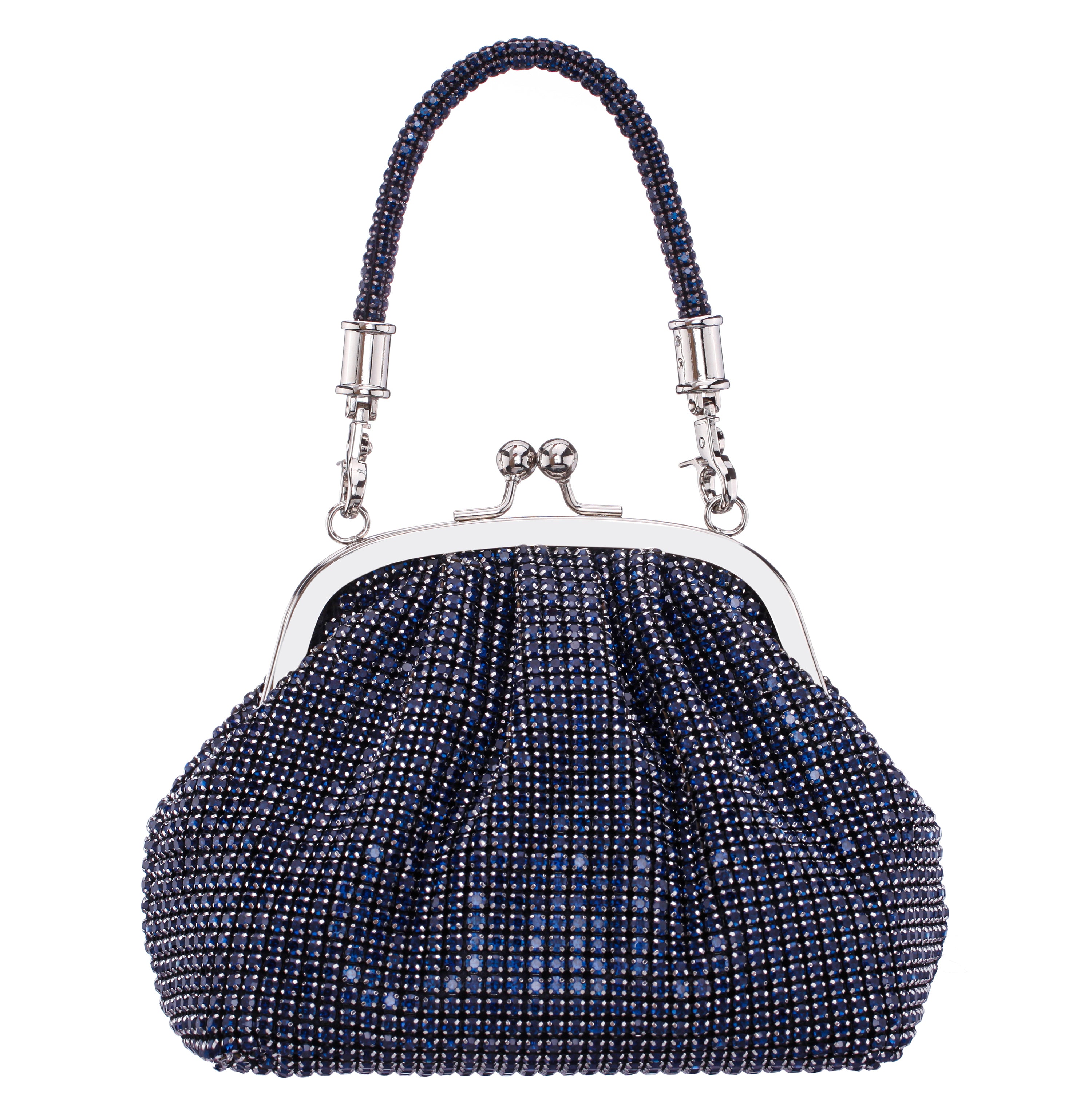 Womens Kiara Blue Large Crystal Handle Bag | Nina Shoes
