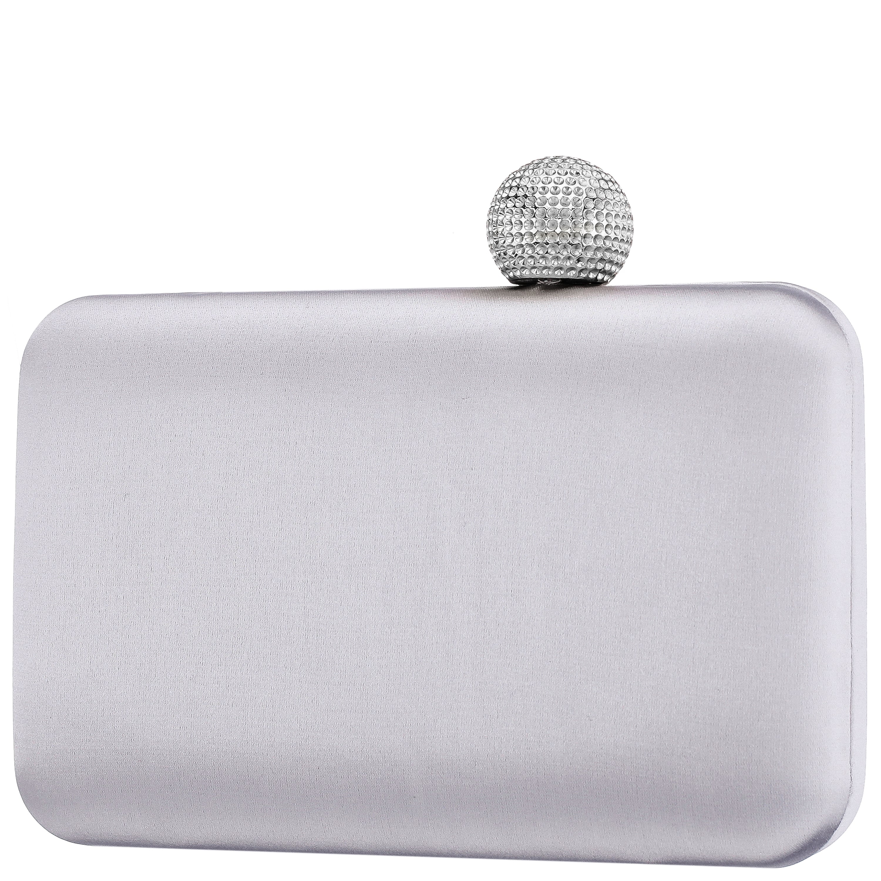 バッグ Nina Womens Kimberly Silver Satin Minaudiere With Crystal Clasp | Nina