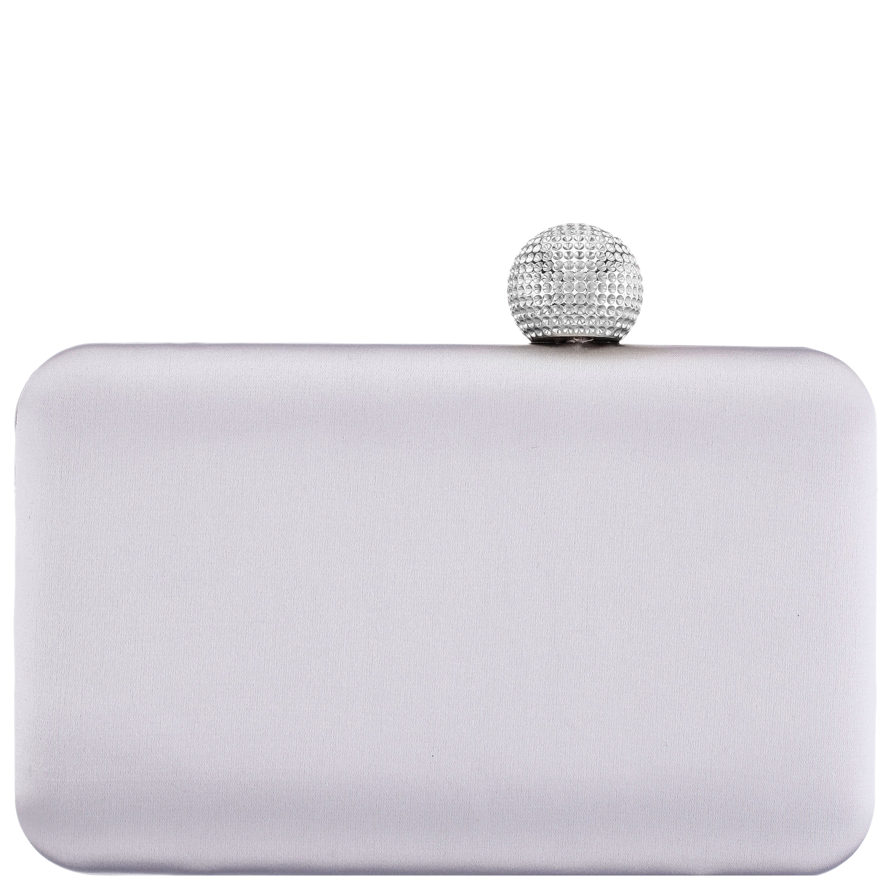 Womens Kimberly Silver Satin Minaudiere With Crystal Clasp | Nina