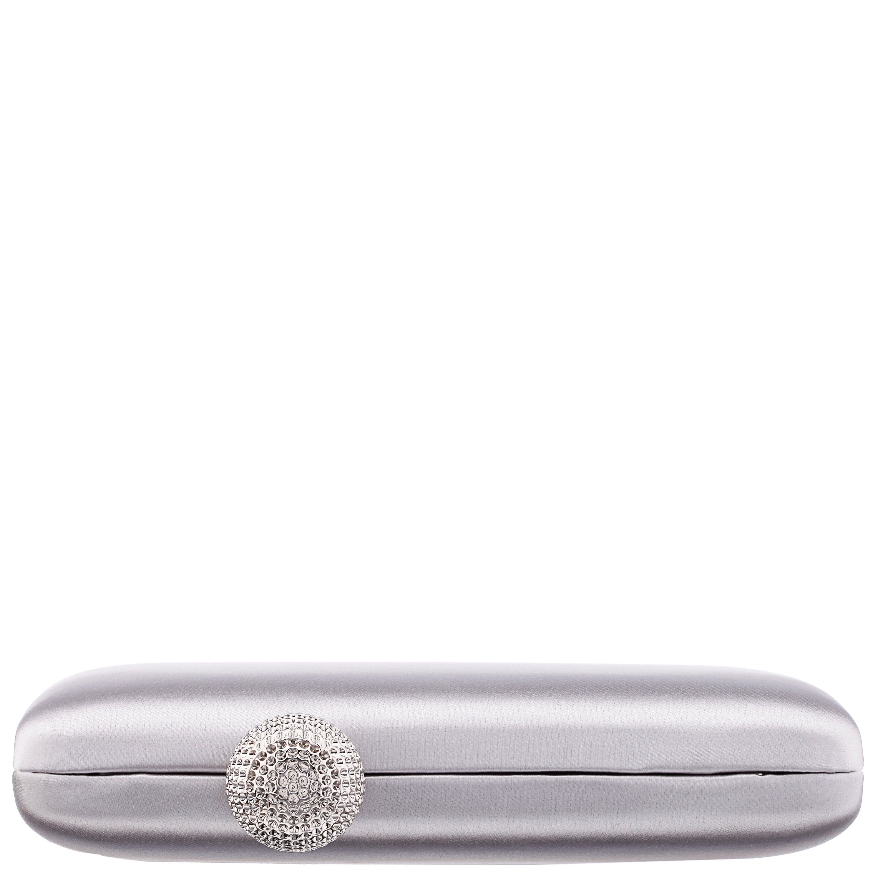 Womens Kimberly Silver Satin Minaudiere With Crystal Clasp | Nina
