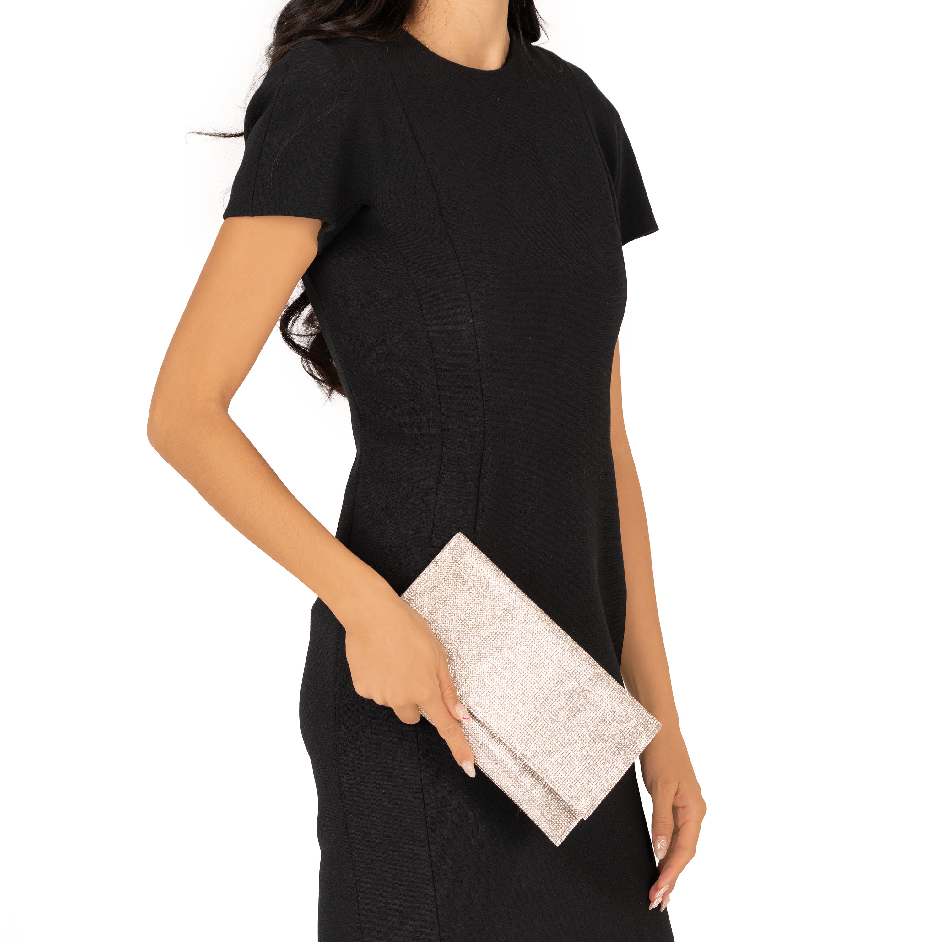 Womens Kimora Silver Crystal Beaded Envelope Clutch | Nina Shoes