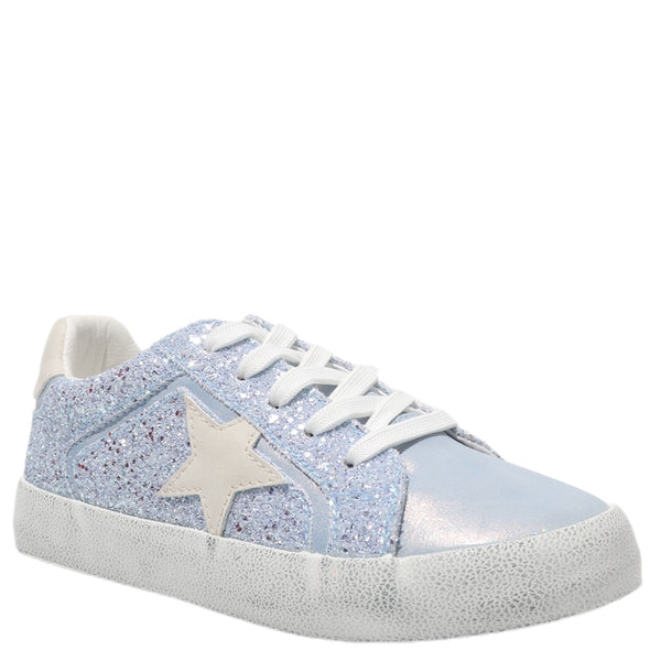 靴 nijinana Girls Koryana Blue Glitter Low Top lace up Sneakers | Nina Shoes