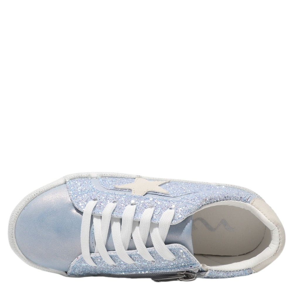 Girls Koryana Blue Glitter Low Top lace up Sneakers | Nina Shoes