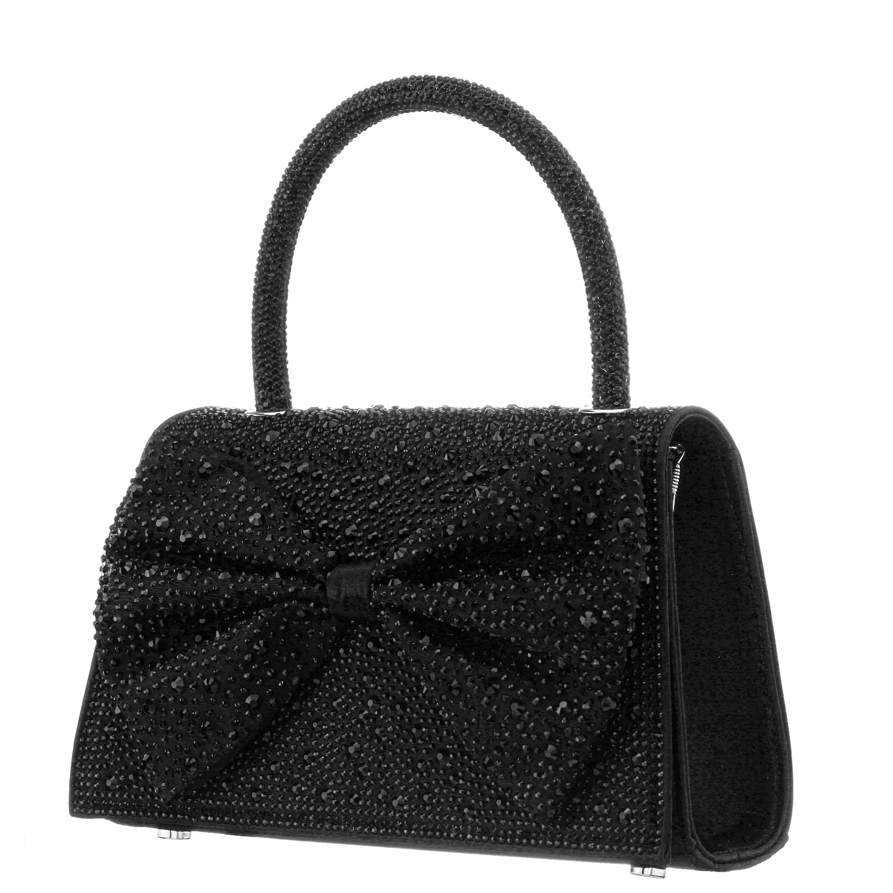 Womens Legacy Black Glass & Satin Handle Satchel | Nina Shoes