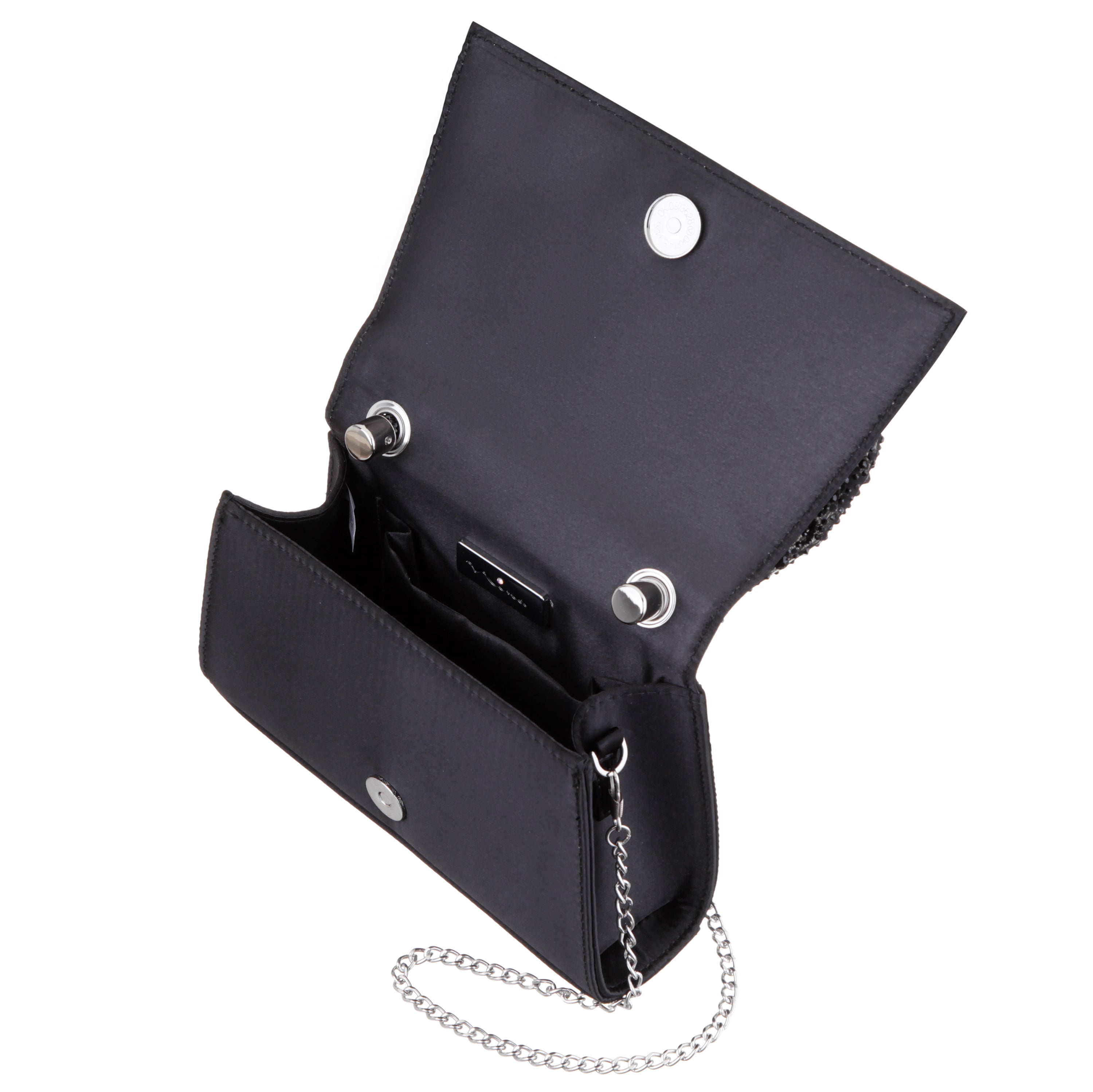 Womens Legacy Black Glass & Satin Handle Satchel | Nina Shoes