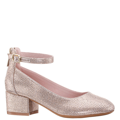 Girls Lennie2 Light Gold Rhinestone Dress Shoes | Nina Shoes