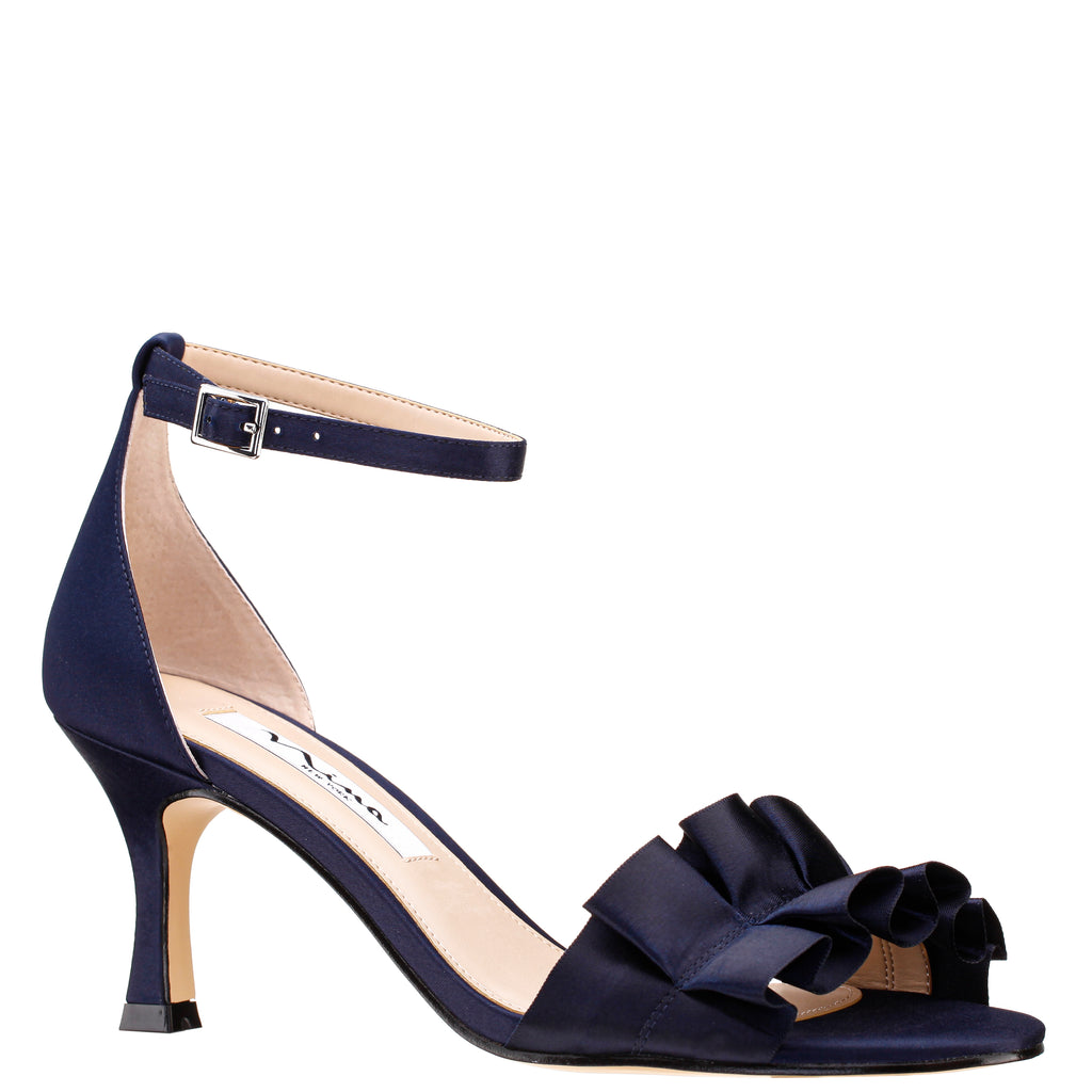 Navy satin kitten heels best sale