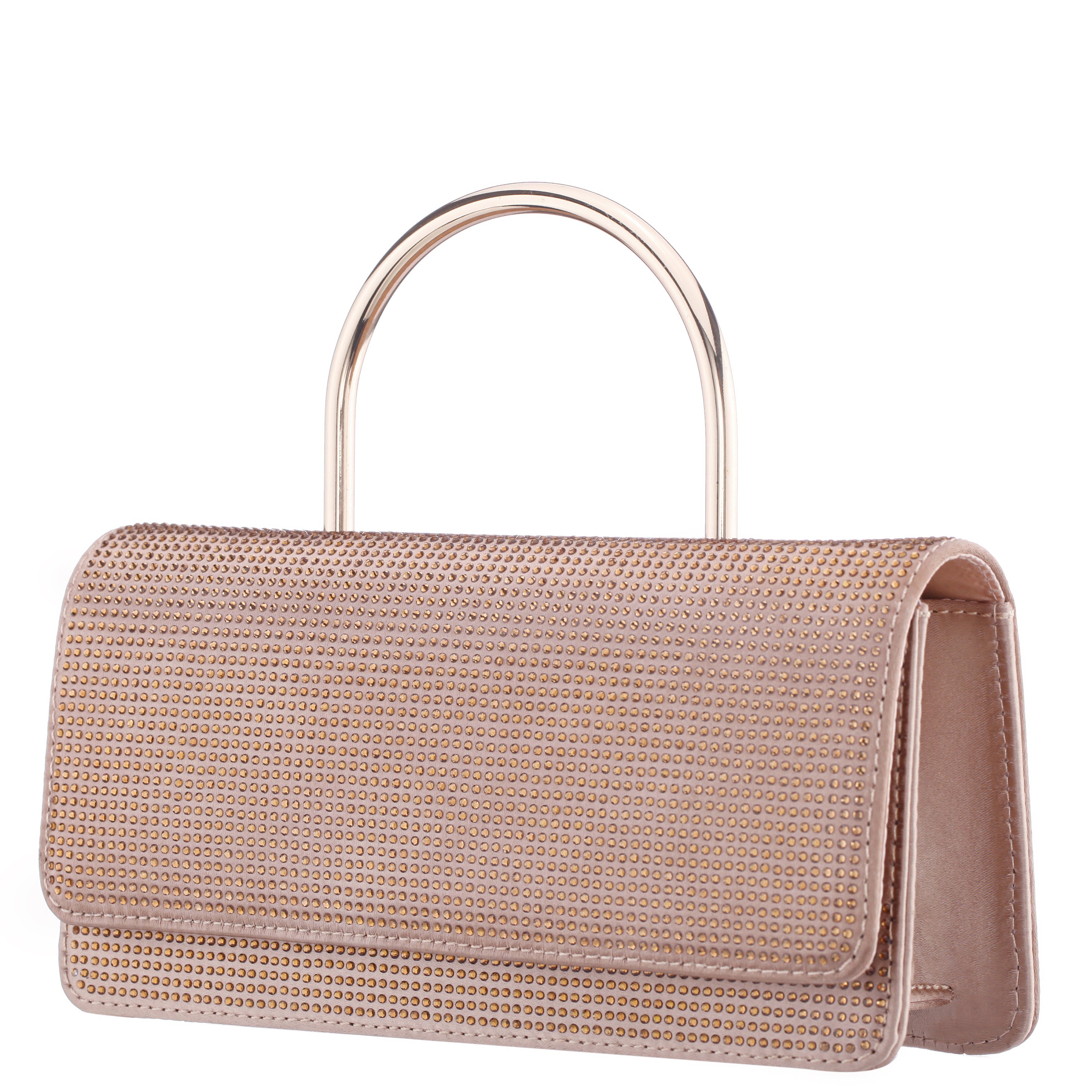 Womens Luca Brown Glass Crystal / Satin Handle Satchel | Nina Shoes