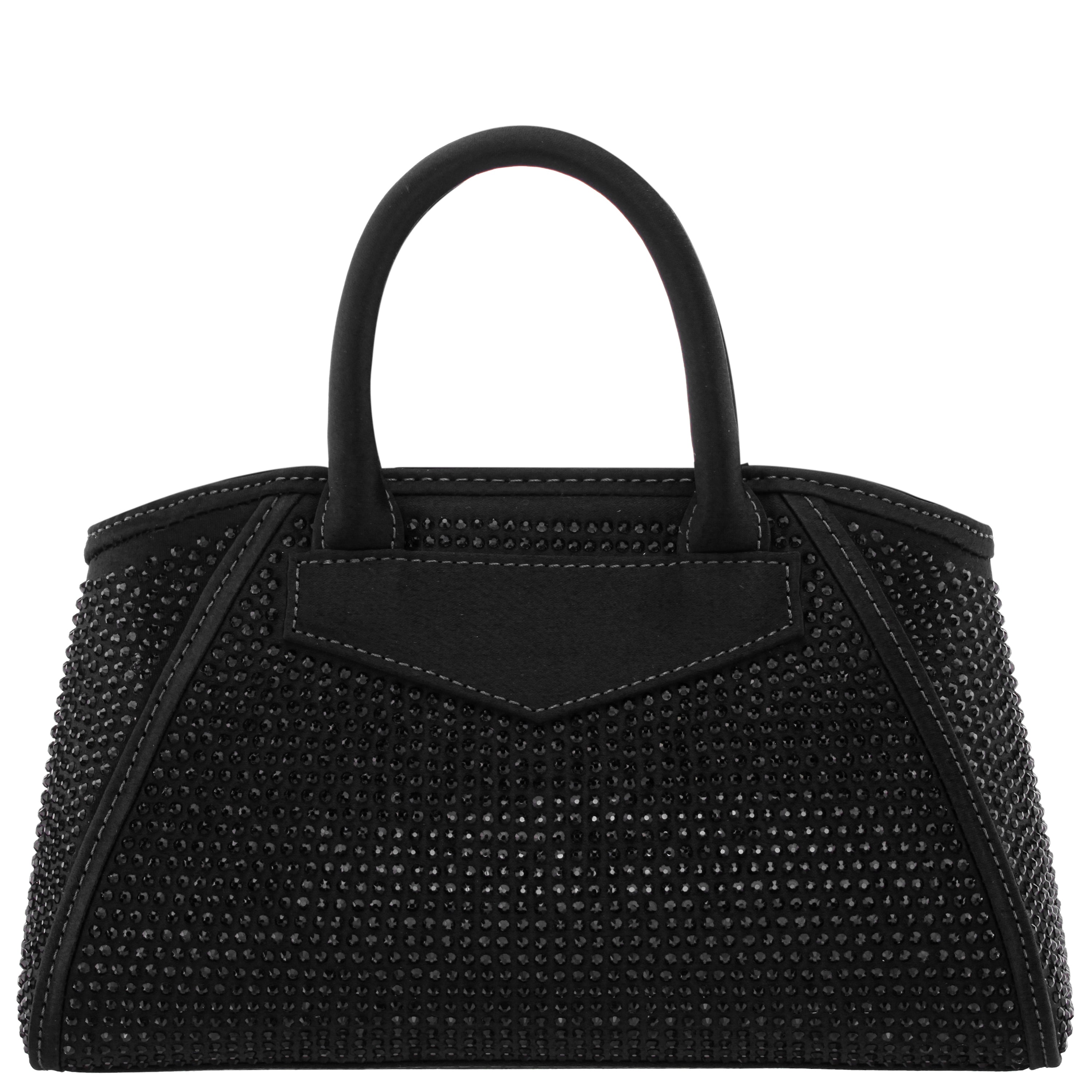 Womens Lyna-L Black Glass Crystal/Satin Satchel | Nina Shoes