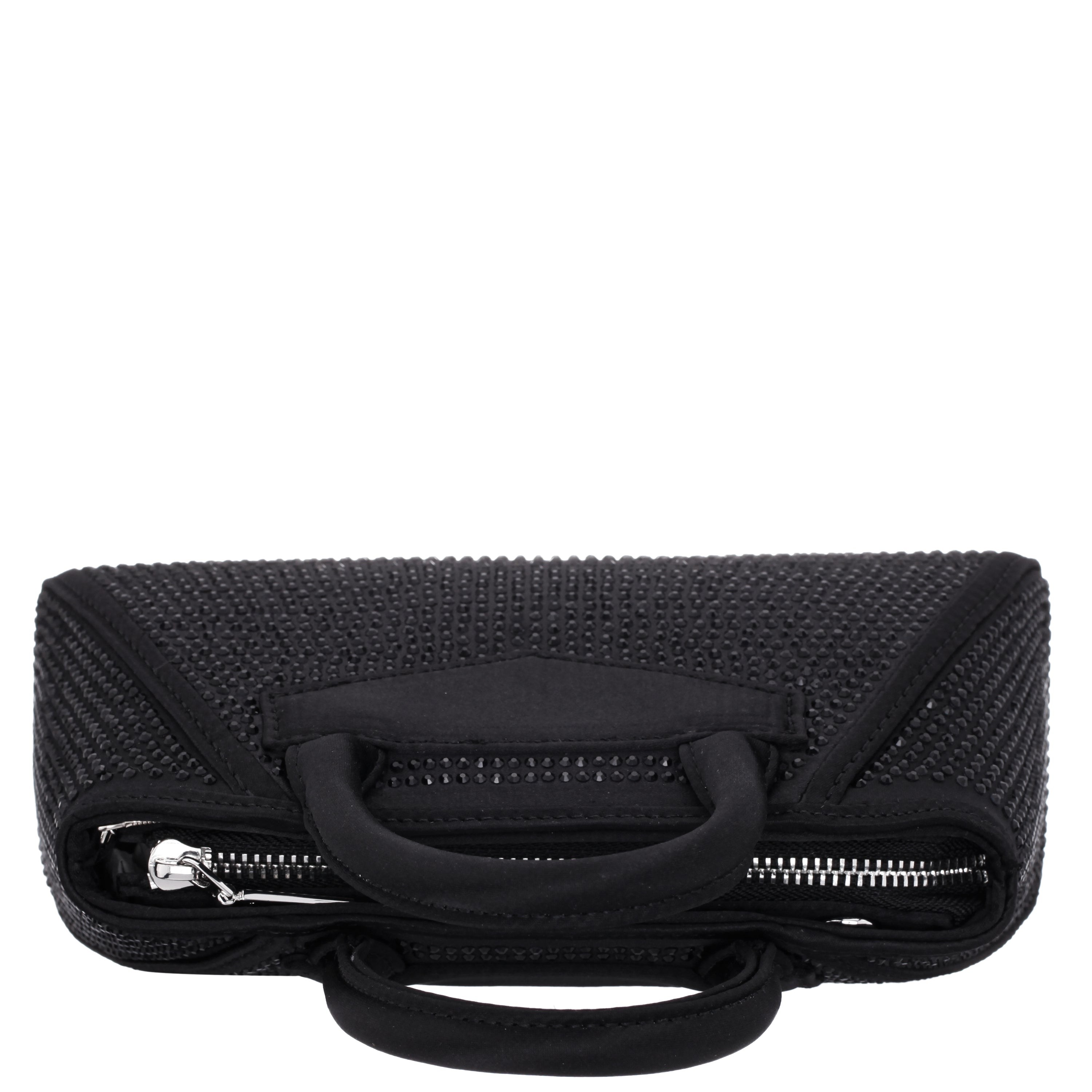 Womens Lyna-L Black Glass Crystal/Satin Satchel | Nina Shoes