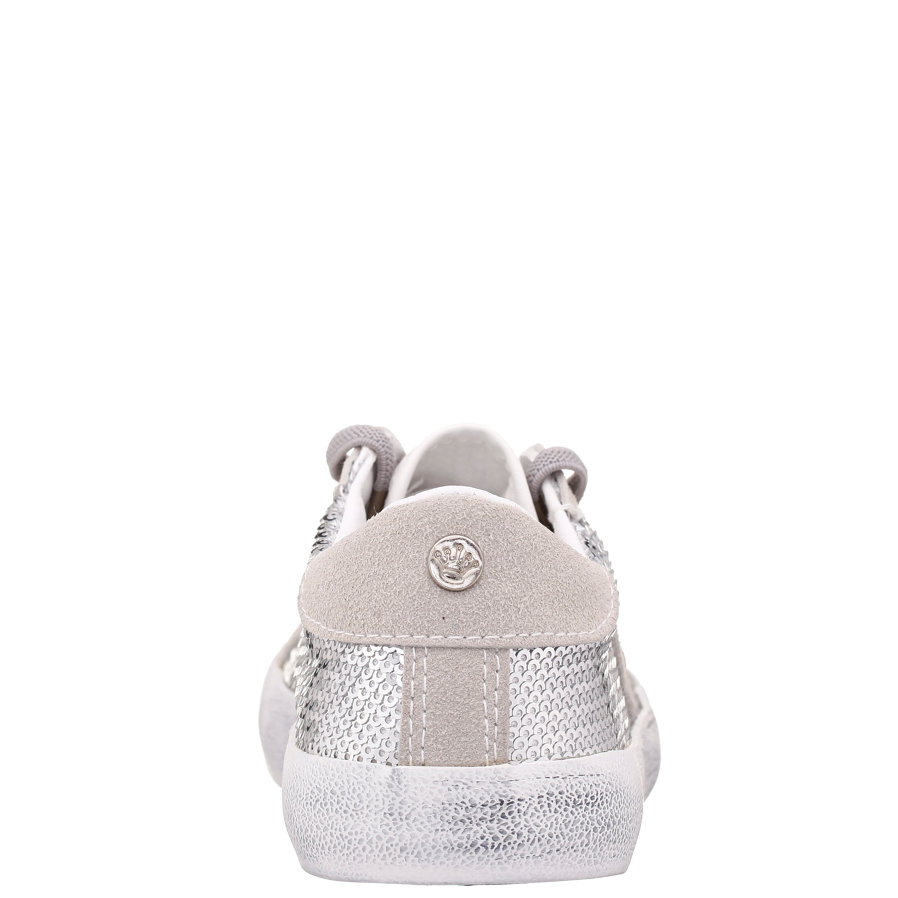 Girls Madelina Silver Sequin Lace Up Sneakers | Nina Shoes