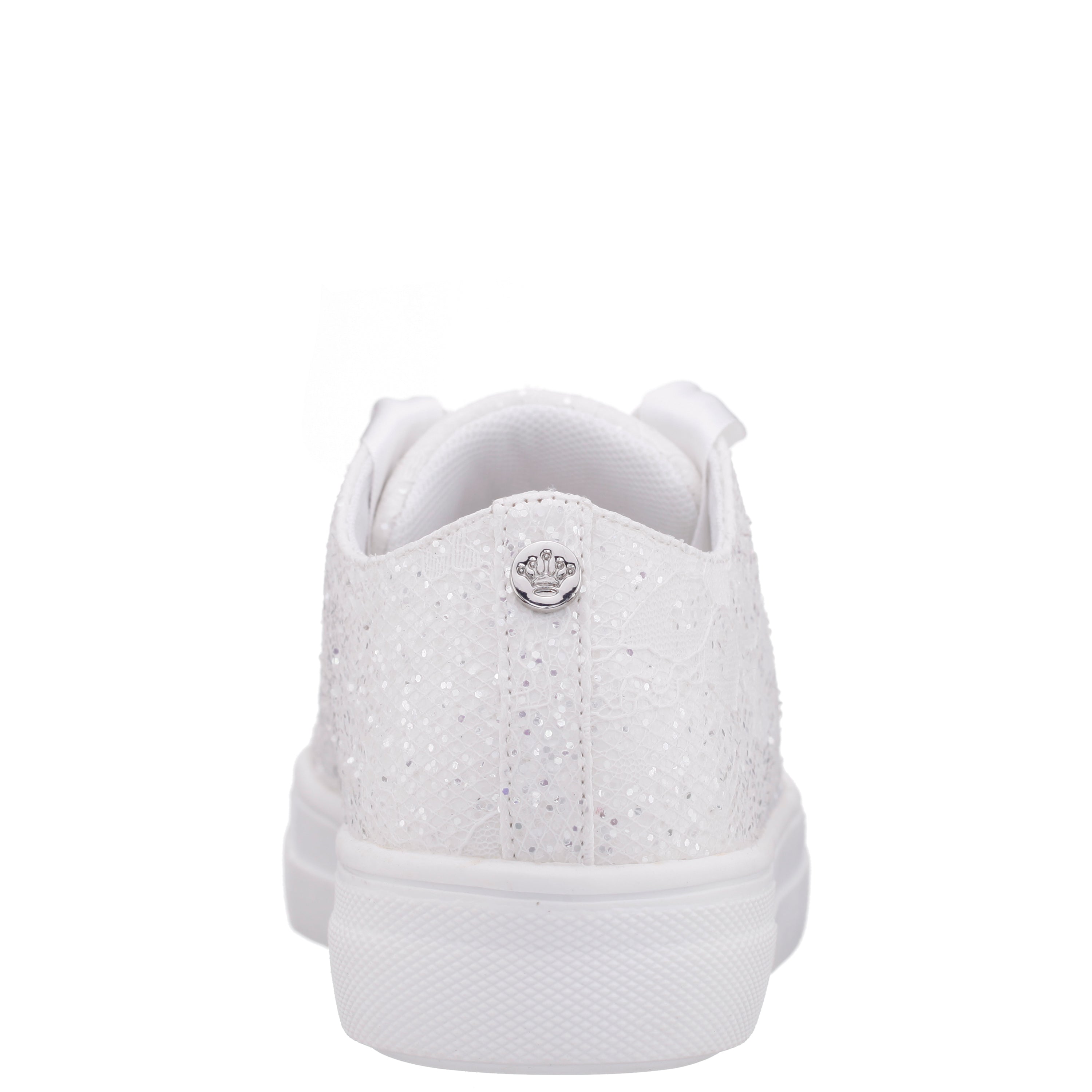 NinaホワイトXS Girls Monika White Glitter Lace Tie Sneakers | Nina Shoes