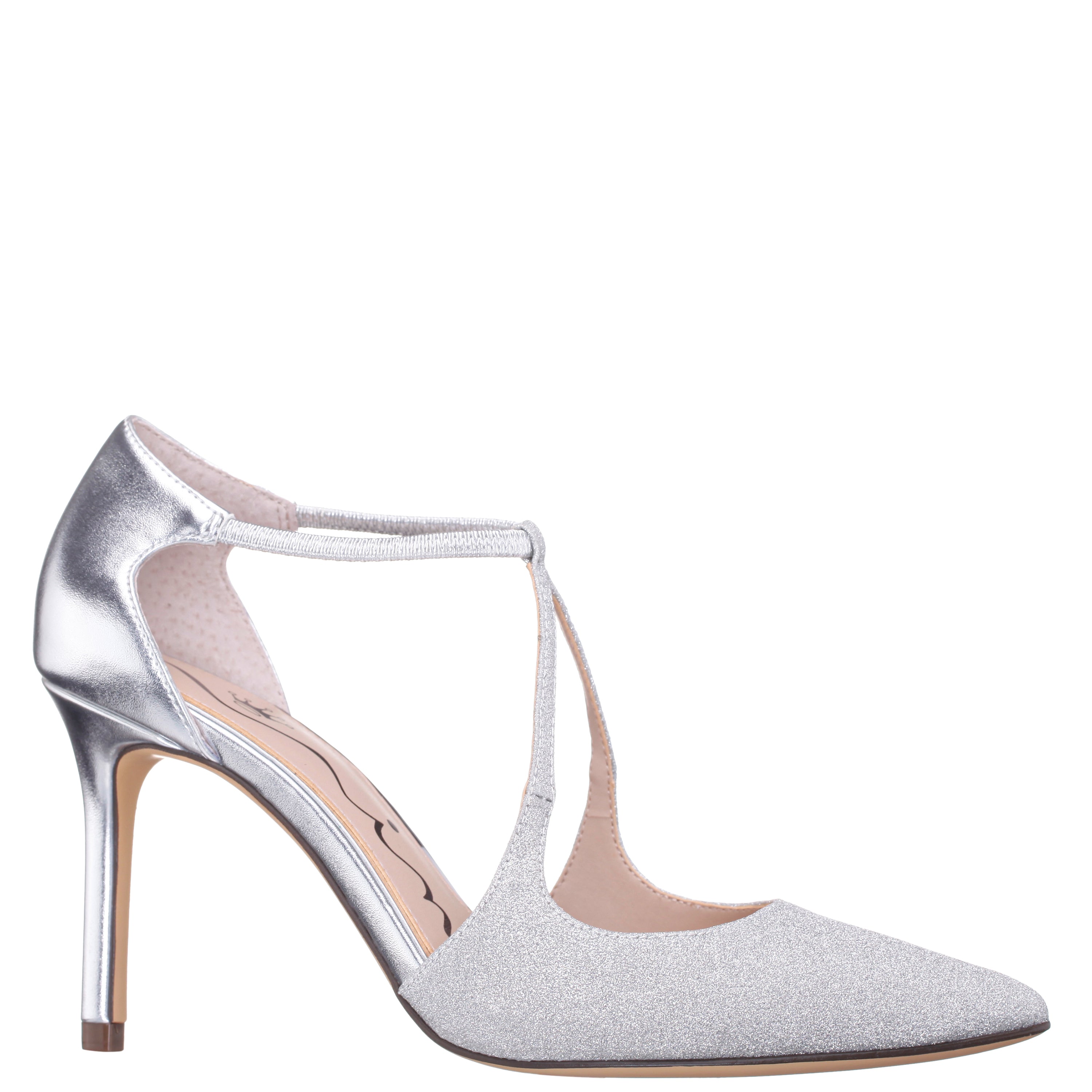ニナニューヨーク パンプス Womens Netta Silver Vinyl Glitter and Foil High-Heel Pumps