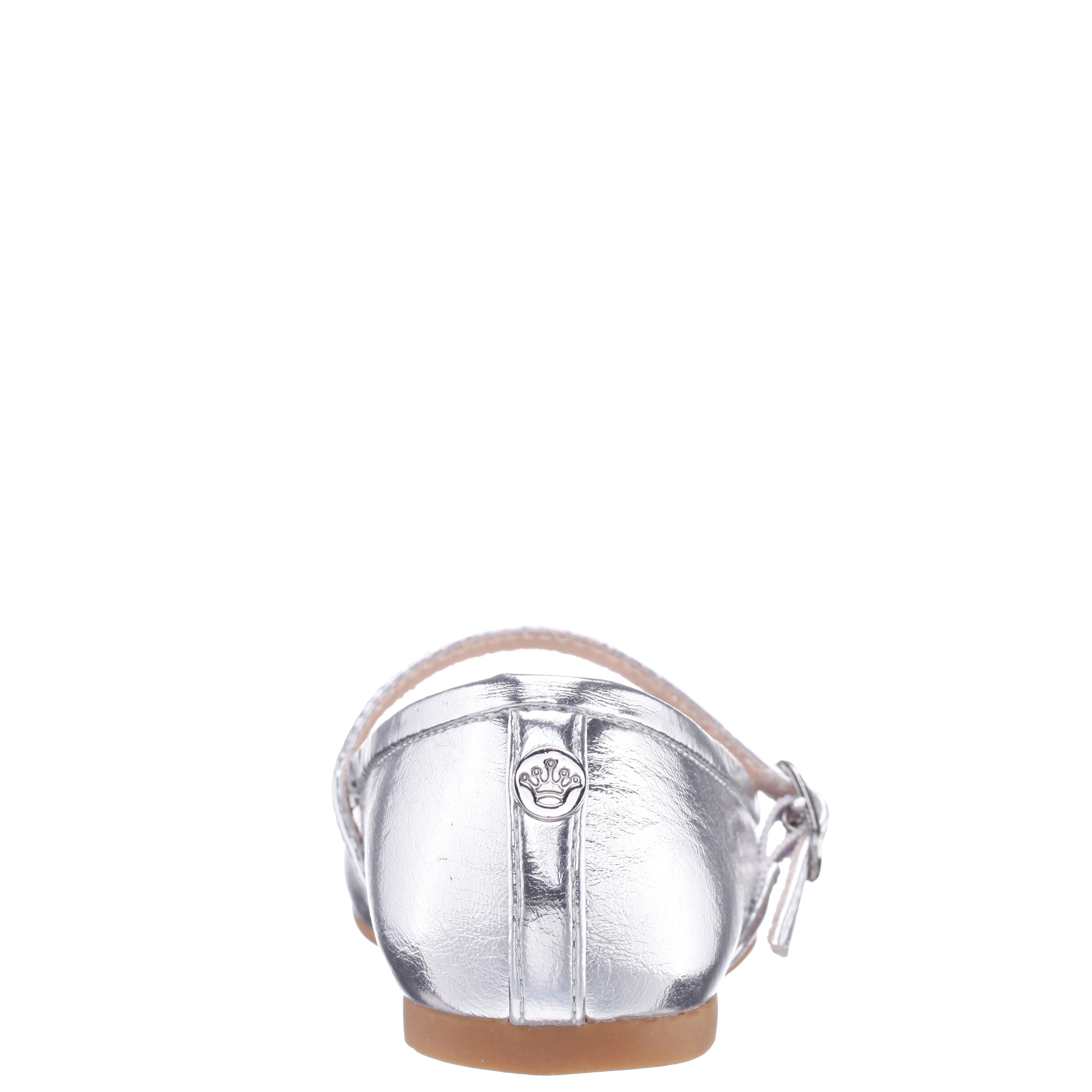 Girls Nicola Silver Crackle Metallic Ballet Flats | Nina Shoes