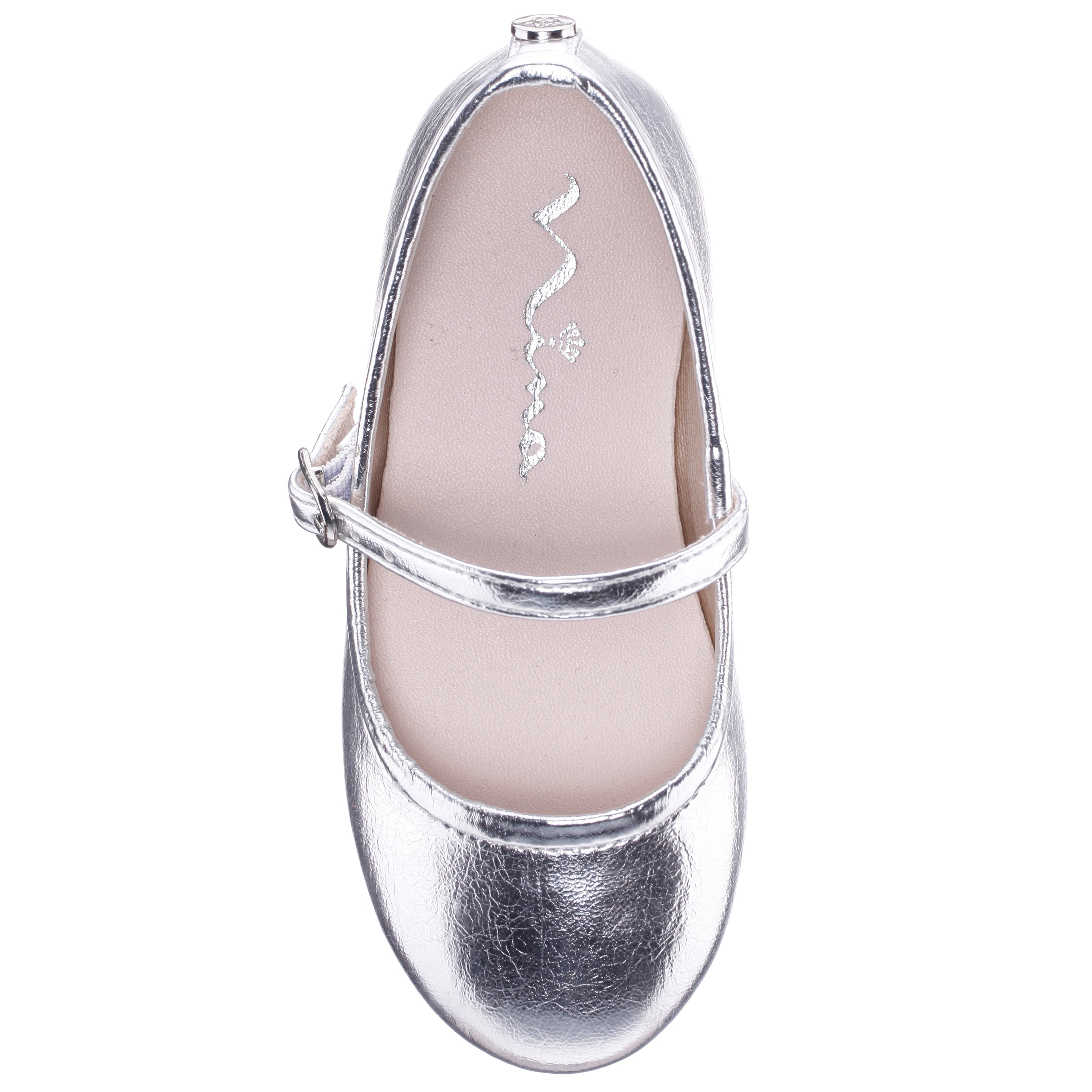 Girls Nicola Silver Crackle Metallic Ballet Flats | Nina Shoes