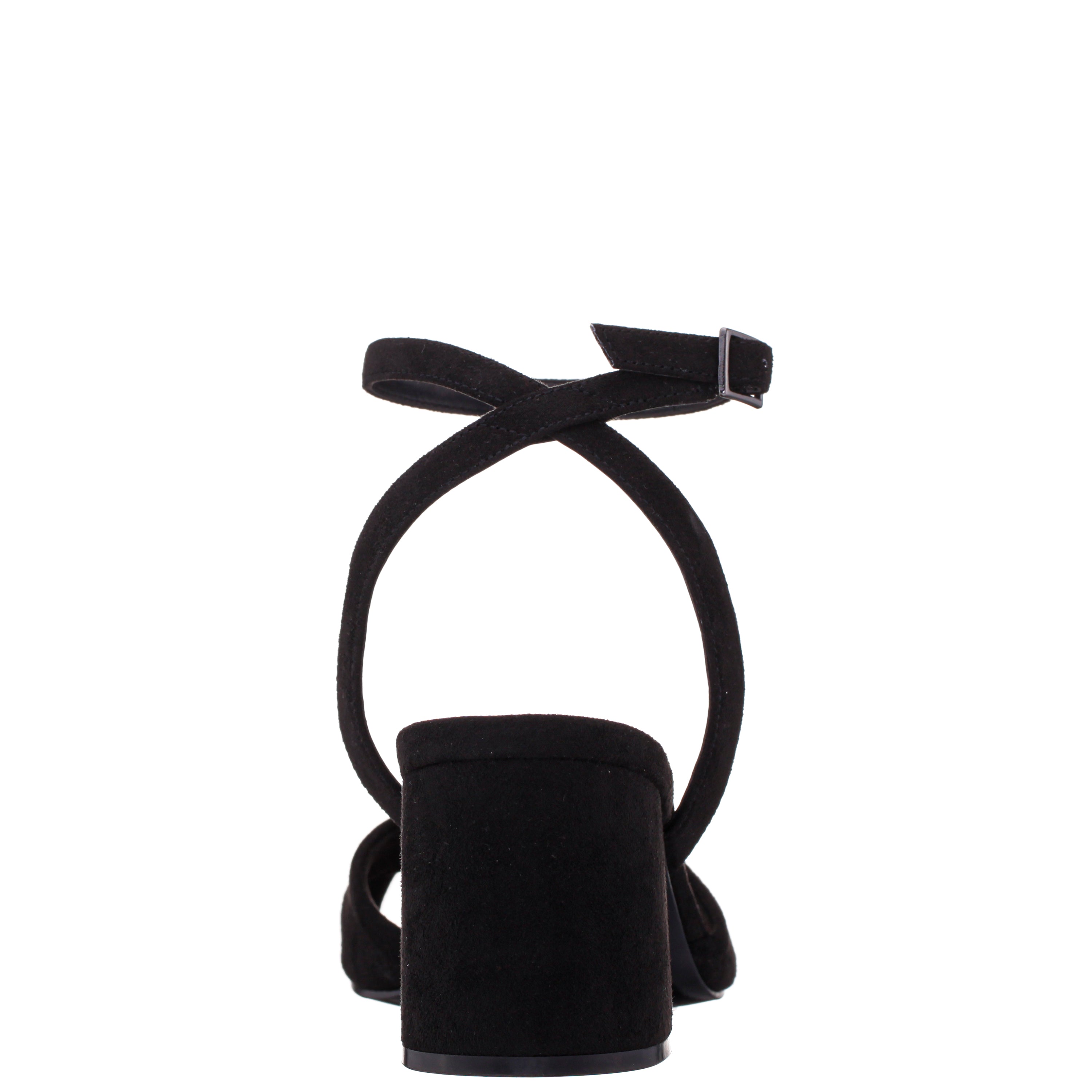 Womens Nigella Black Suedette Block-Heel Sandals with Ankle-Strap