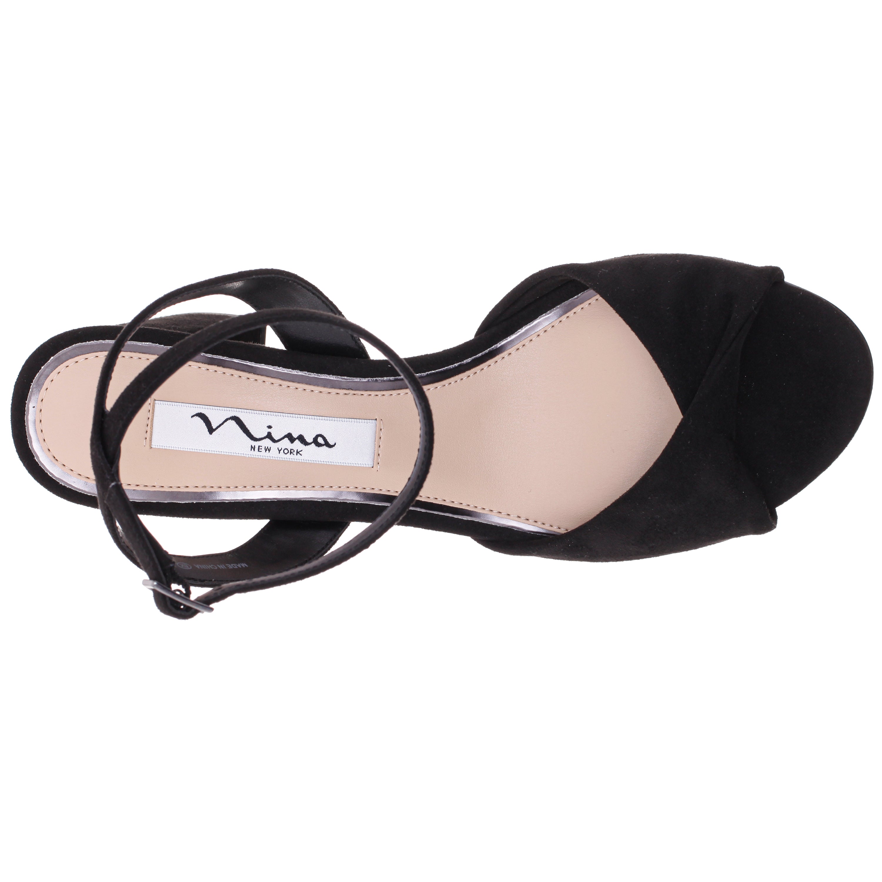 Womens Nigella Black Suedette Block-Heel Sandals with Ankle-Strap