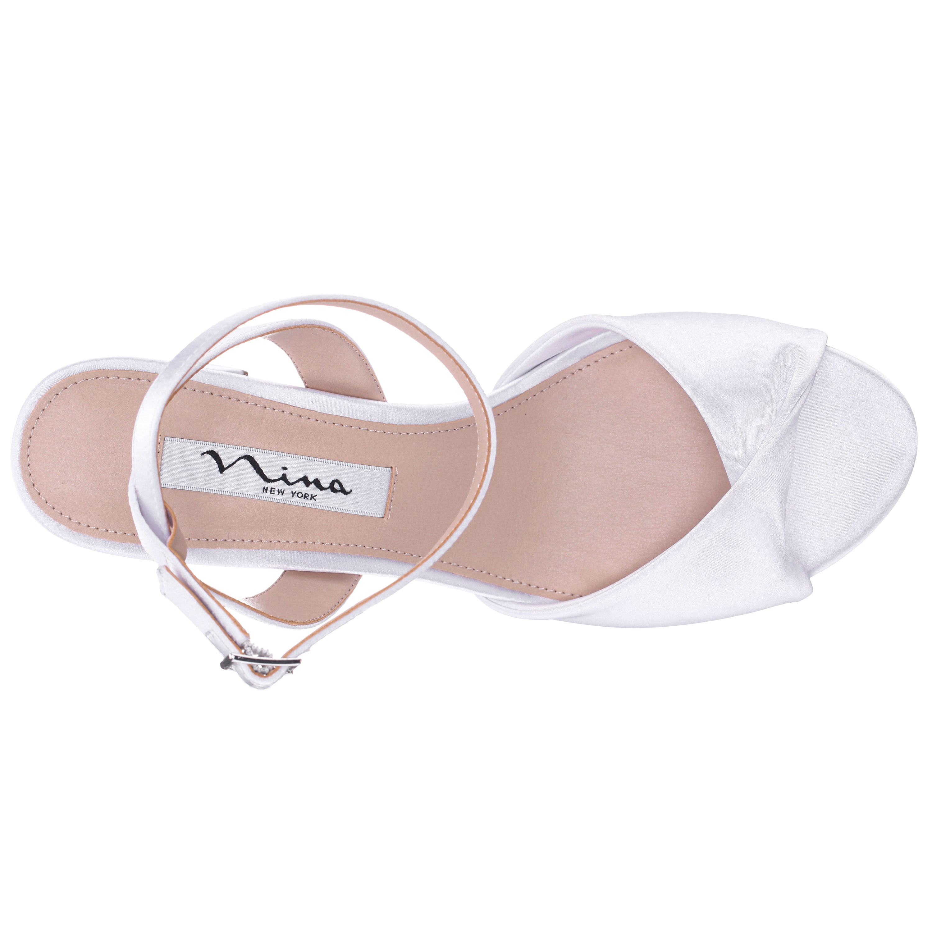 Womens Nigella White Ankle Strap Mid-Heel Sandals | Nina Shoes