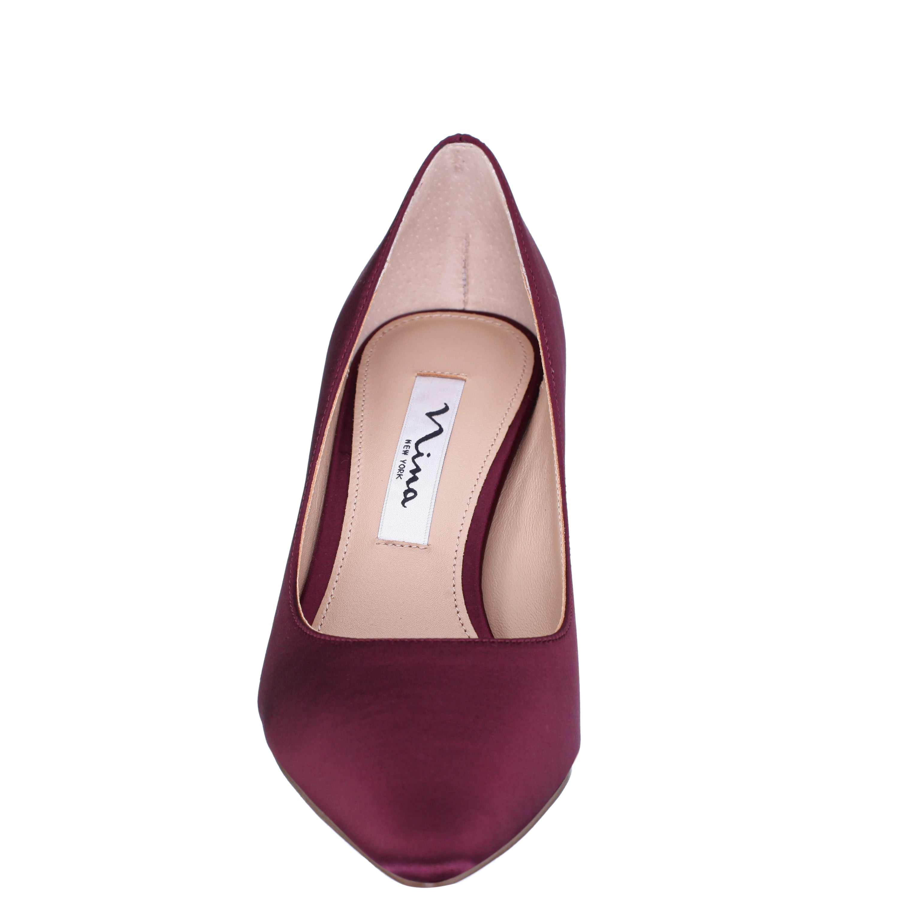 Stina innocent bourdeaux type H ボルドーL Womens Nina60 Bordeaux Satin Mid-Heel Classic Pump | Nina Shoes