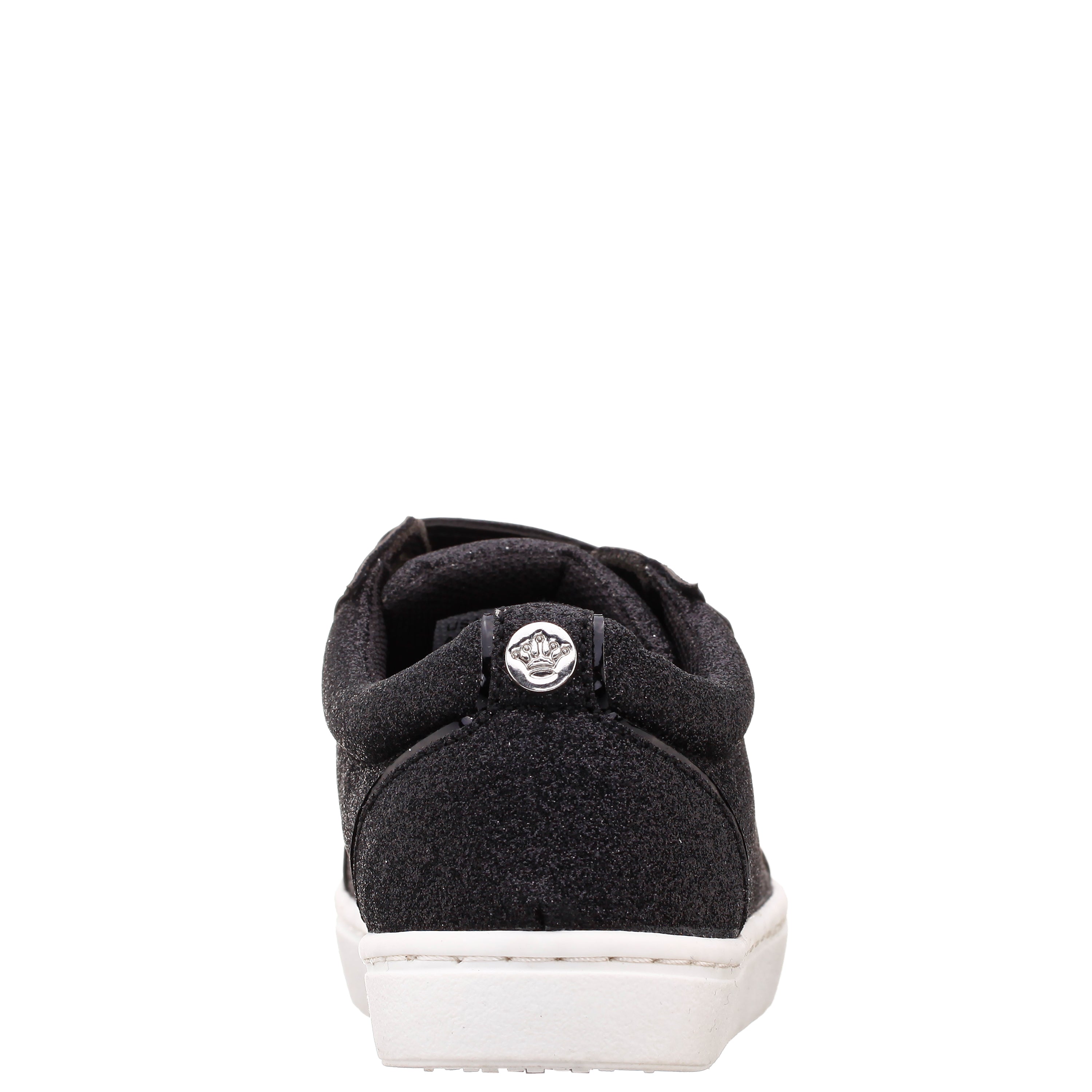 Girls Portia Black Glitter Low Top Velcro Sneakers | Nina Shoes