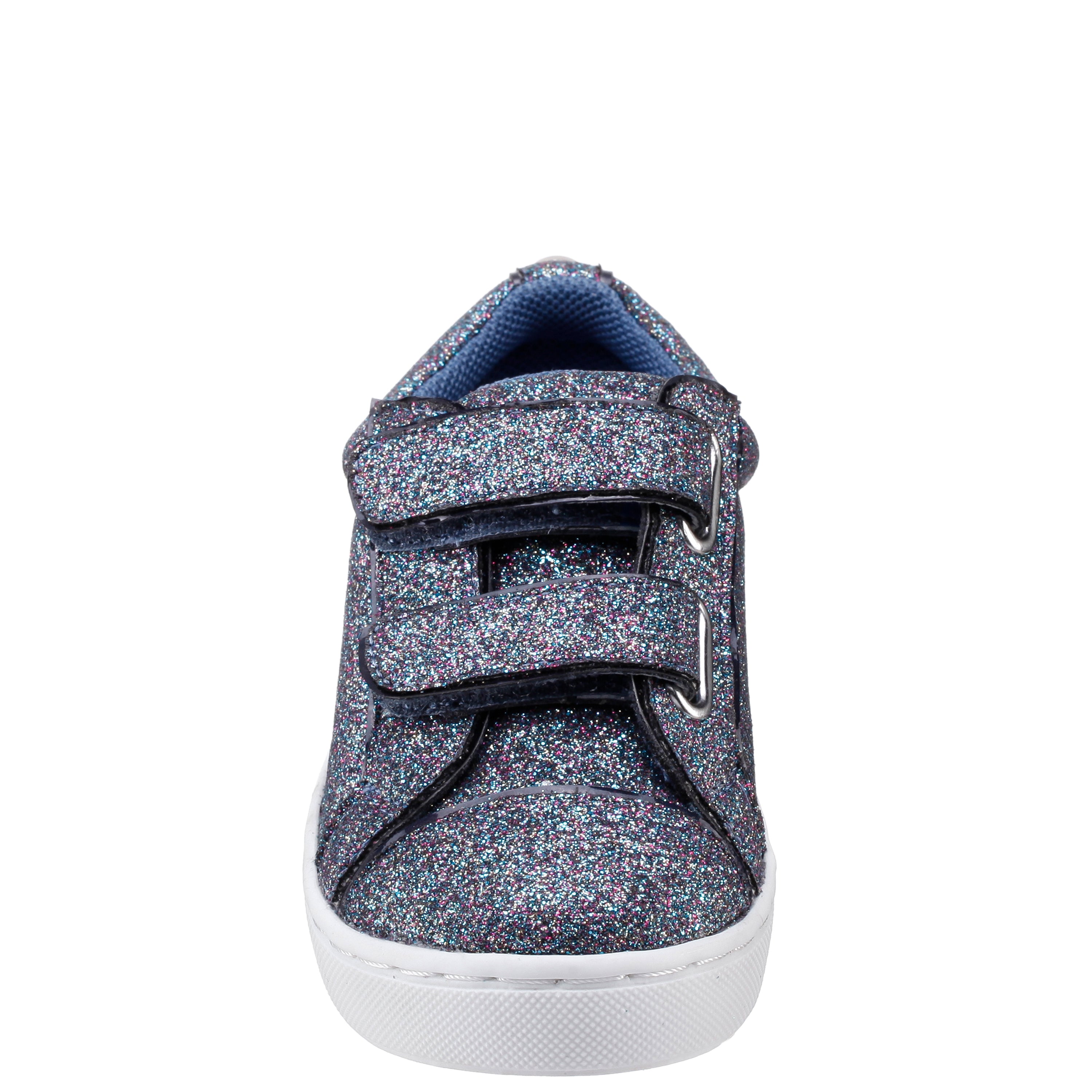 Girls Portia Blue Glitter Low Top Velcro Sneakers | Nina Shoes