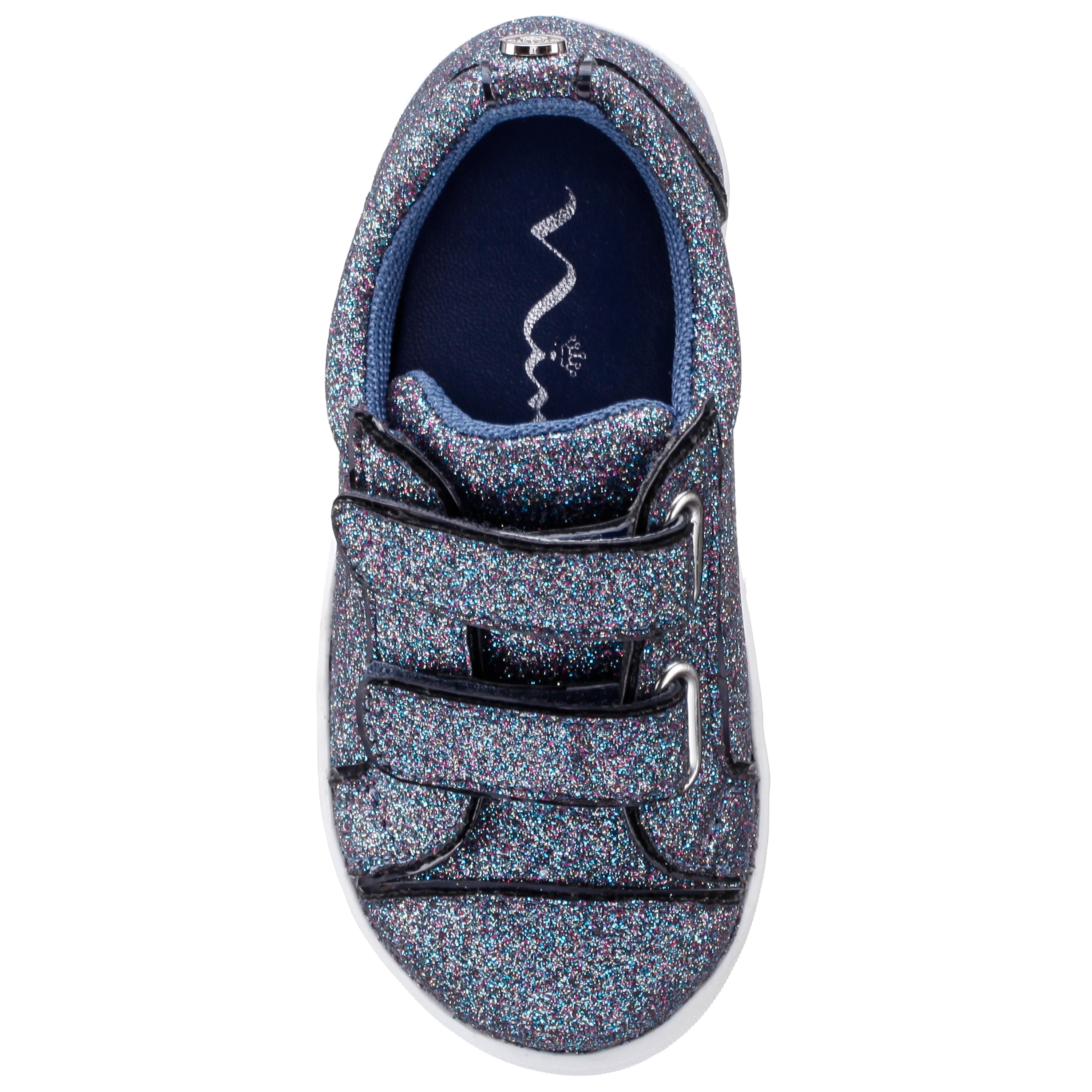 Girls Portia Blue Glitter Low Top Velcro Sneakers | Nina Shoes