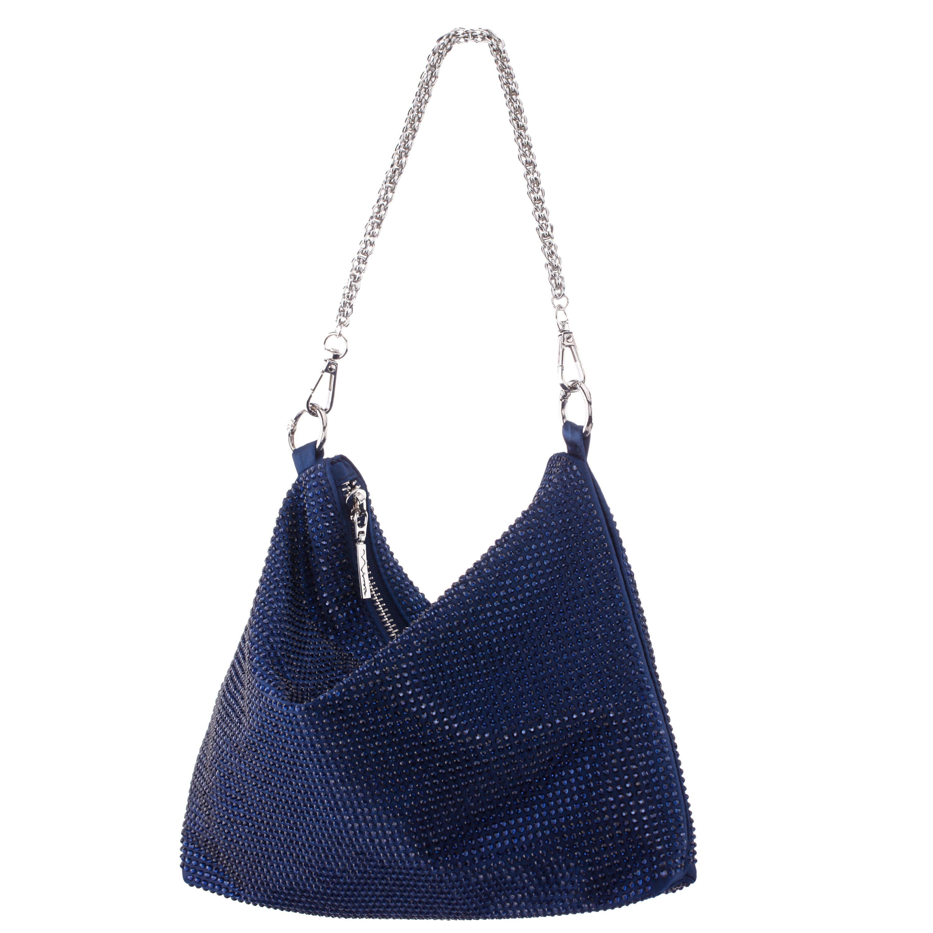 Womens Soho Blue Glass Crystal / Satin Hobo Bag | Nina Shoes