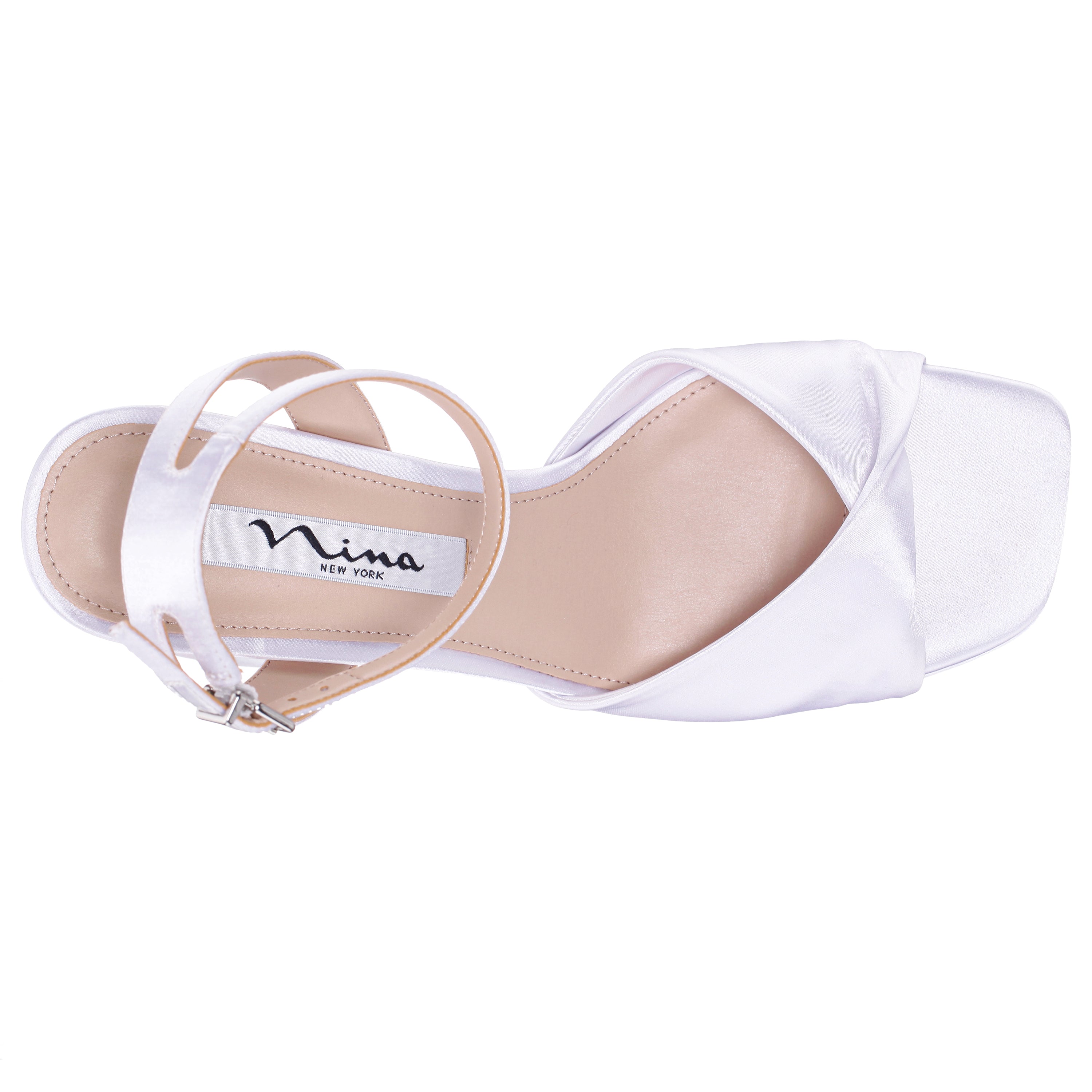 Womens Stacie White Ankle Strap High-Heel Platform Sandals | Nina