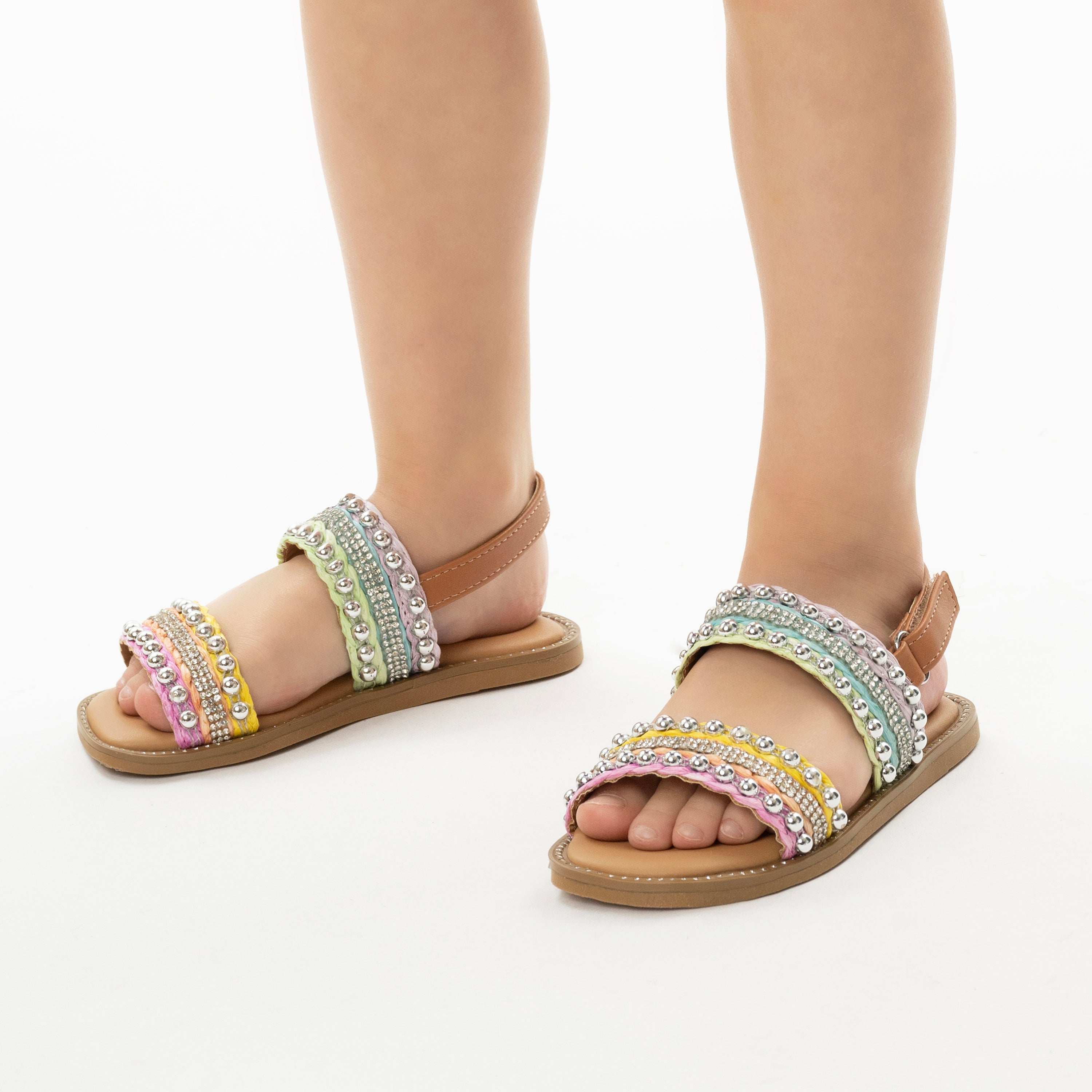 nina品 Girls Suissa Multi Colored Adjustable Strap Sandal | Nina Shoes