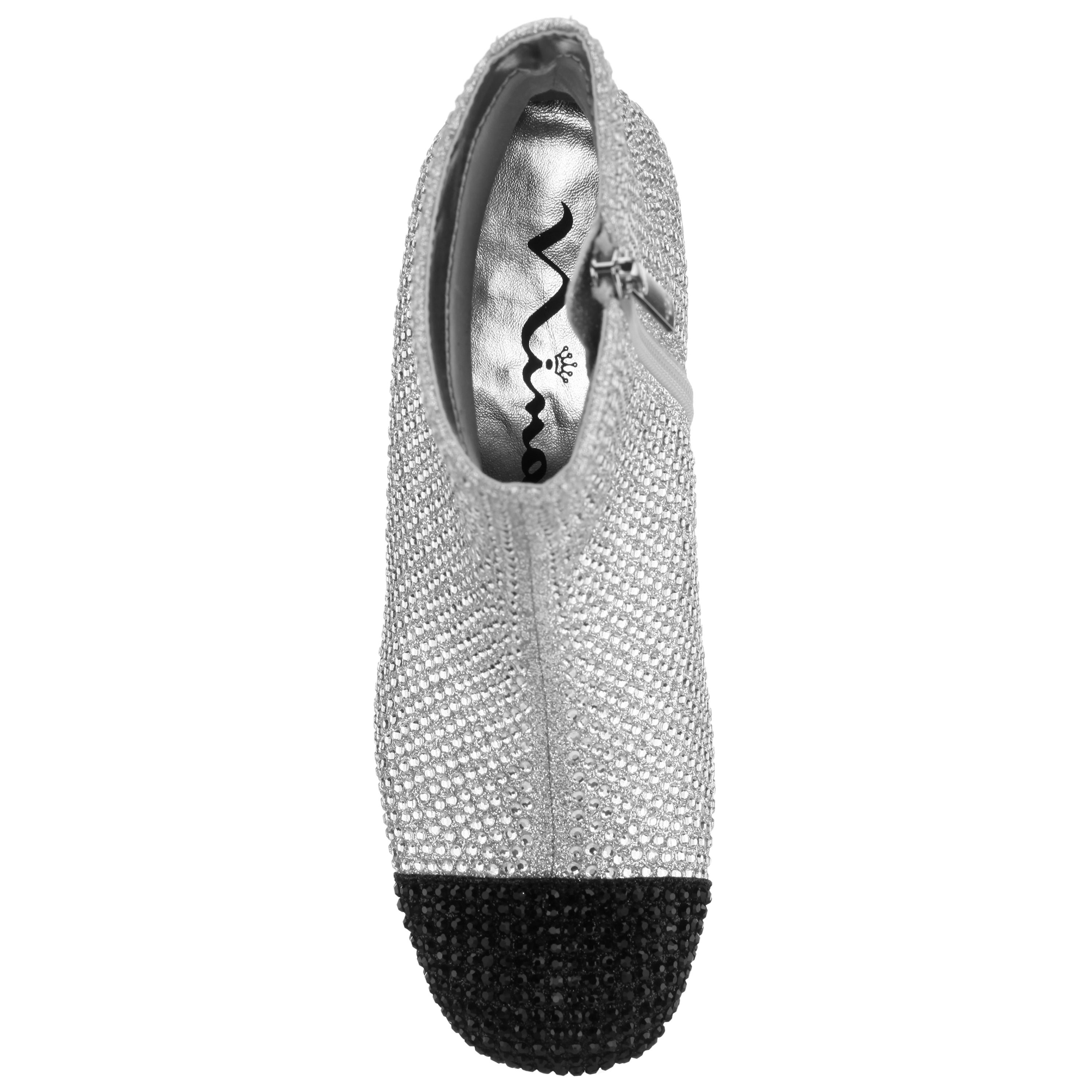 Girls Svet Silver Rhinestud Flare Heel Boots | Nina Shoes
